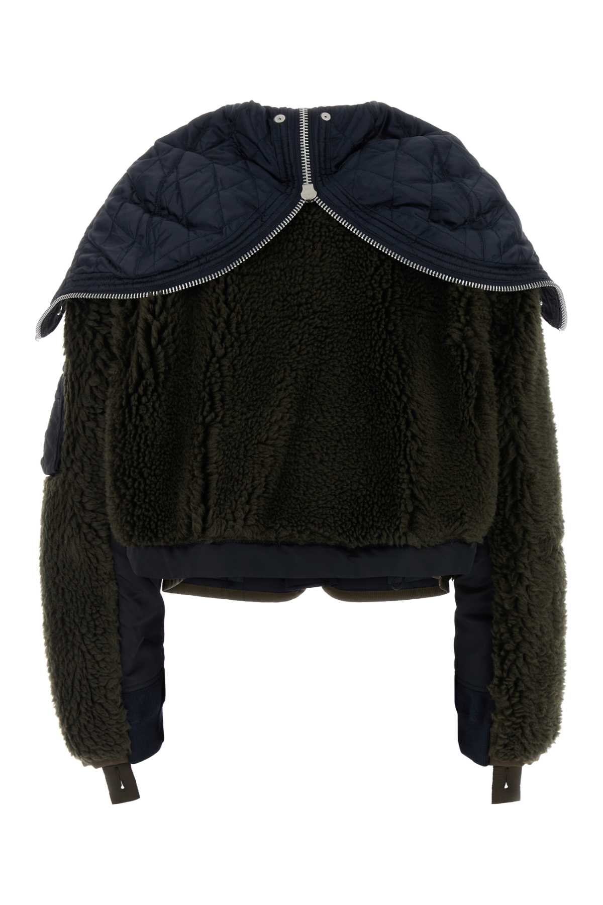 SACAI TWO-TONE TEDDY AND NYLON BOMBER JACKET