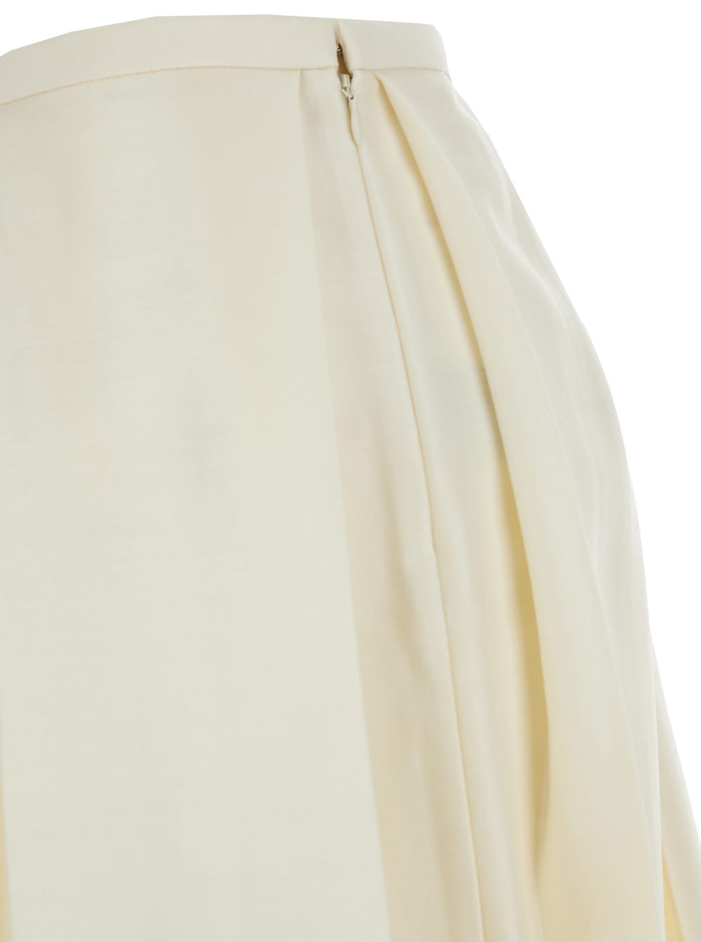 TOTÊME WHITE SKIRT WITH CANNON PLEATS IN WOOL AND SILK BLEND WOMAN