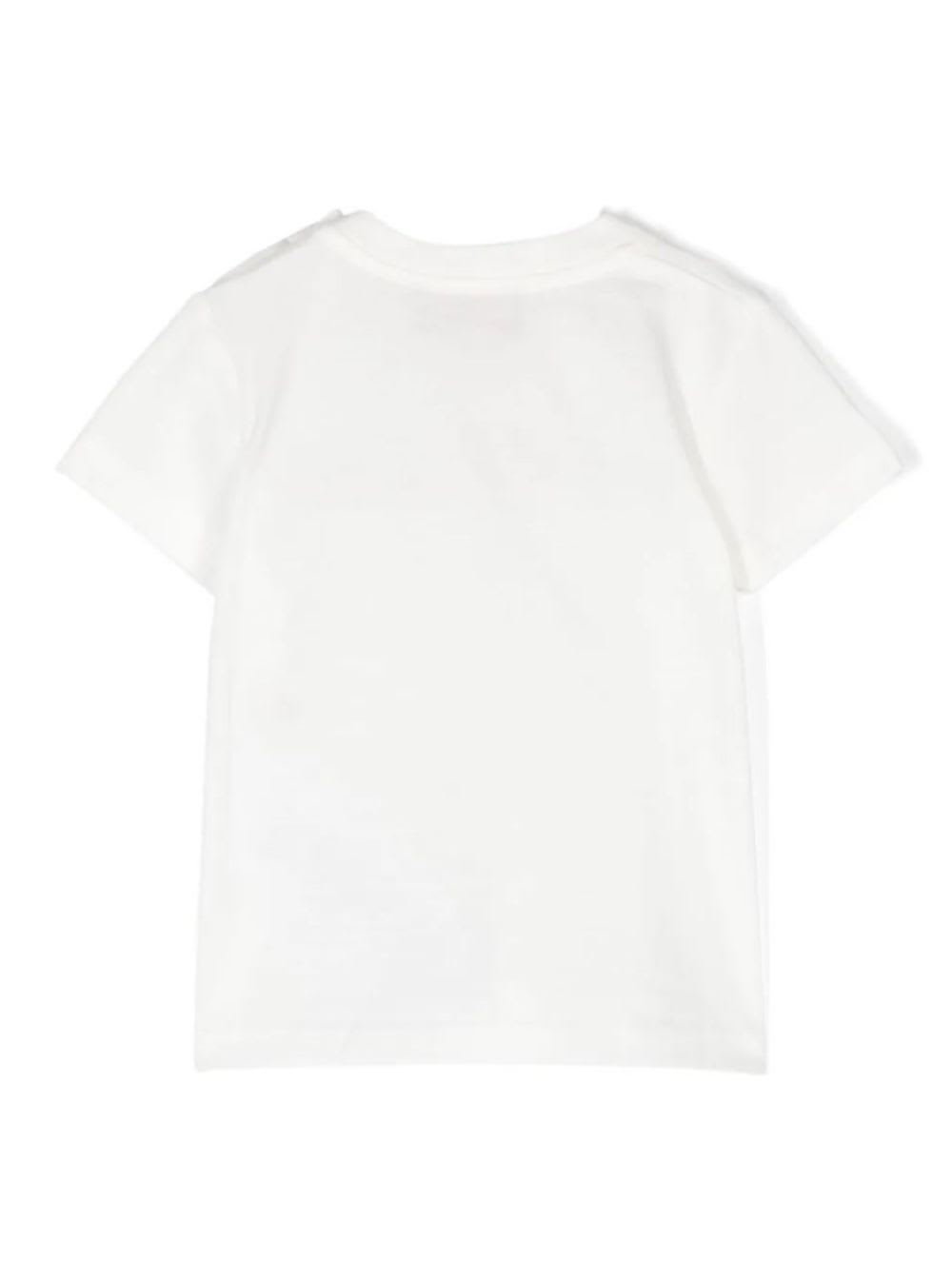 GUCCI WHITE T-SHIRT WITH LOGO PRINT AND WEB DETAIL ON THE FRONT IN COTTON BABY