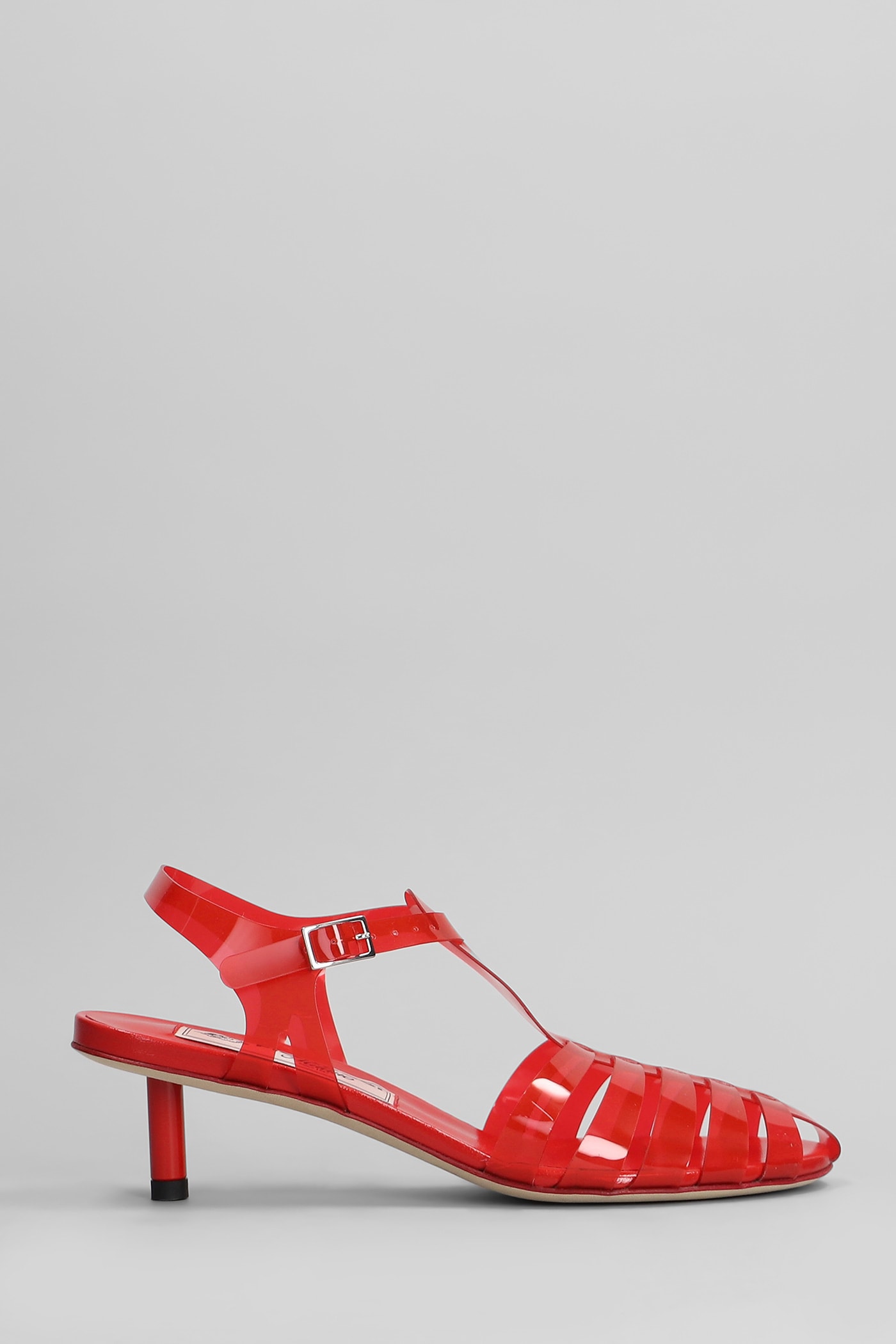 Jelly Kitten Heels Sandals In Red Pvc