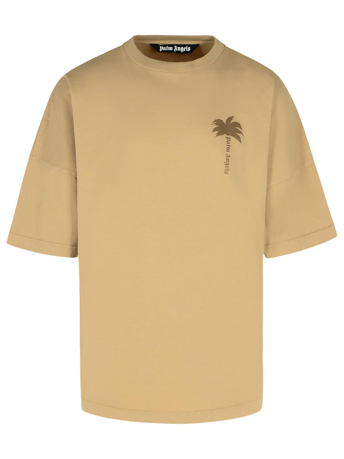 Shop Palm Angels Beige Cotton T-shirt