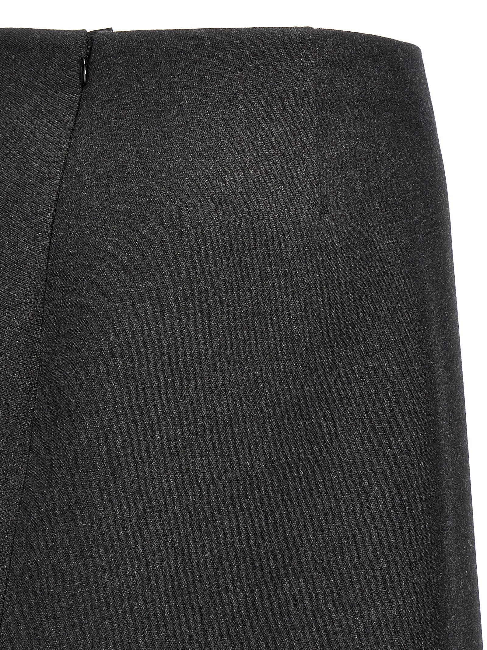 Jil Sander Wool A-line Midi Skirt In Gray