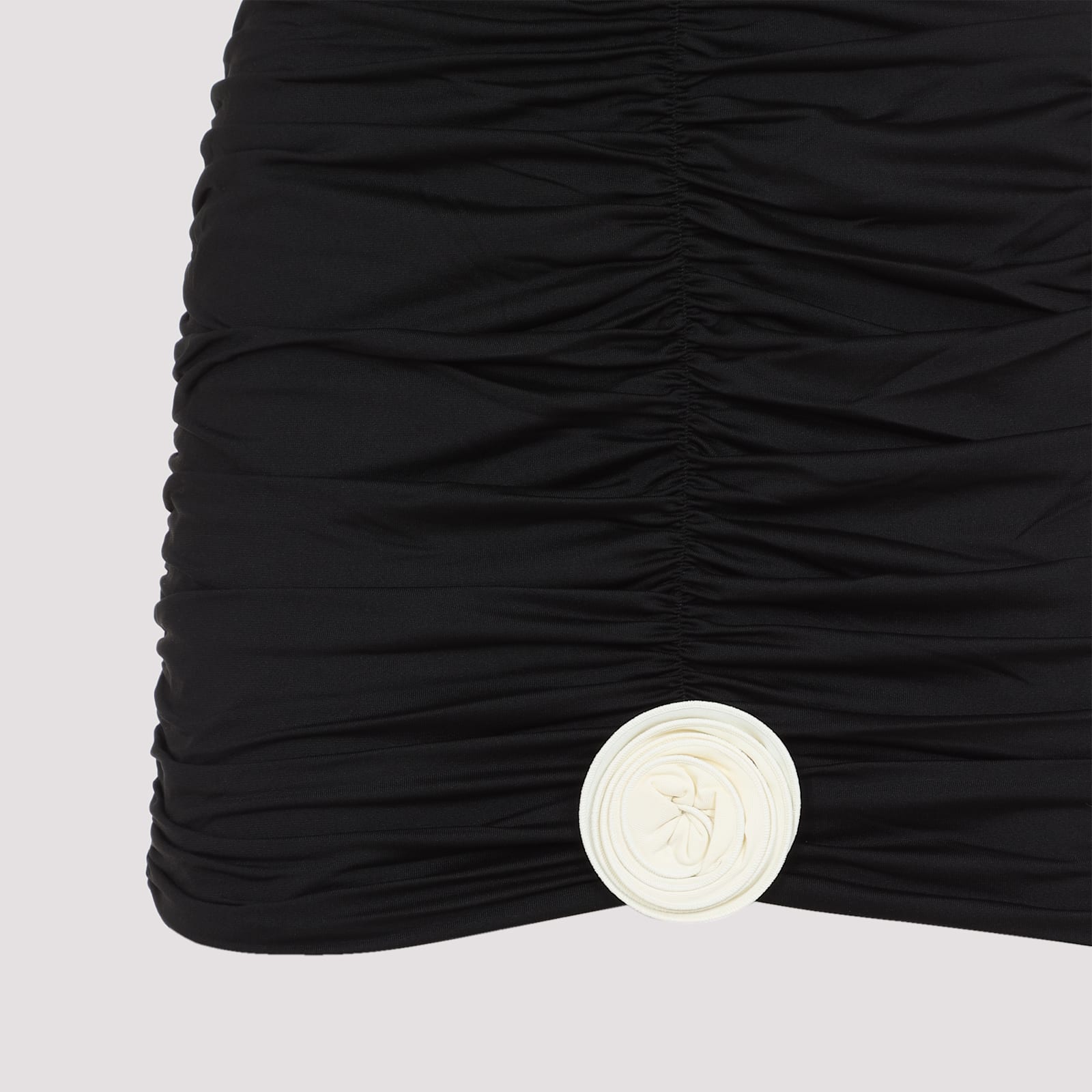 La Reveche Mini Skirt With Gathered Design In Black Ivory