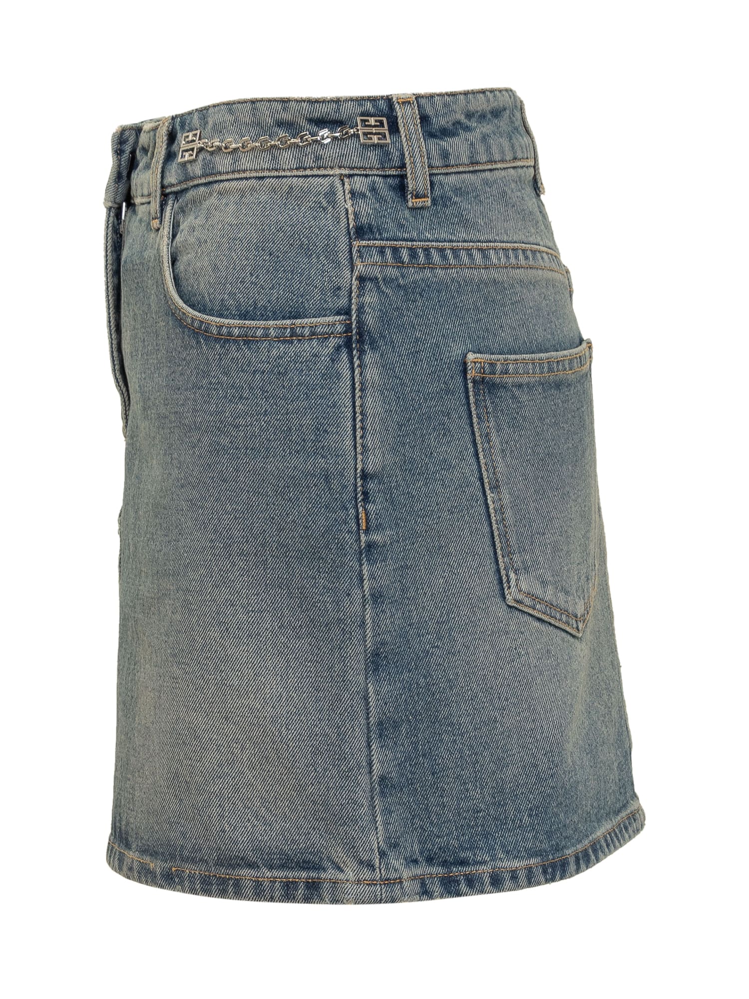 Givenchy Blue Chain Link Denim Miniskirt In Blue