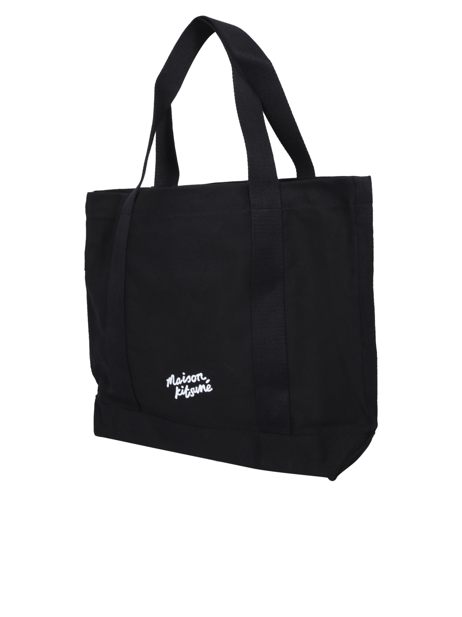 MAISON KITSUNÉ FOX HEAD BLACK TOTE BAG