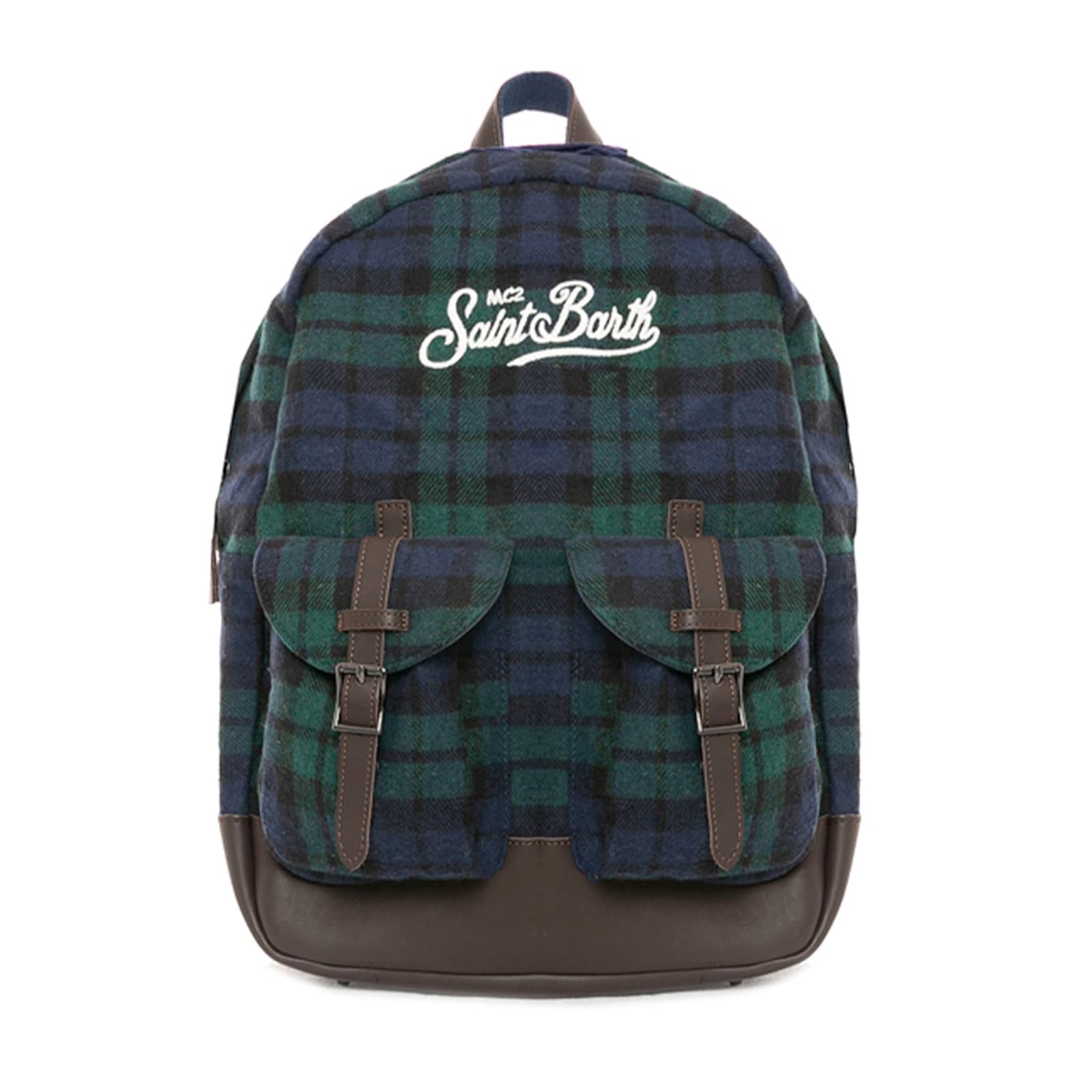 Mc2 Saint Barth Tartan Print Backpack In Blue