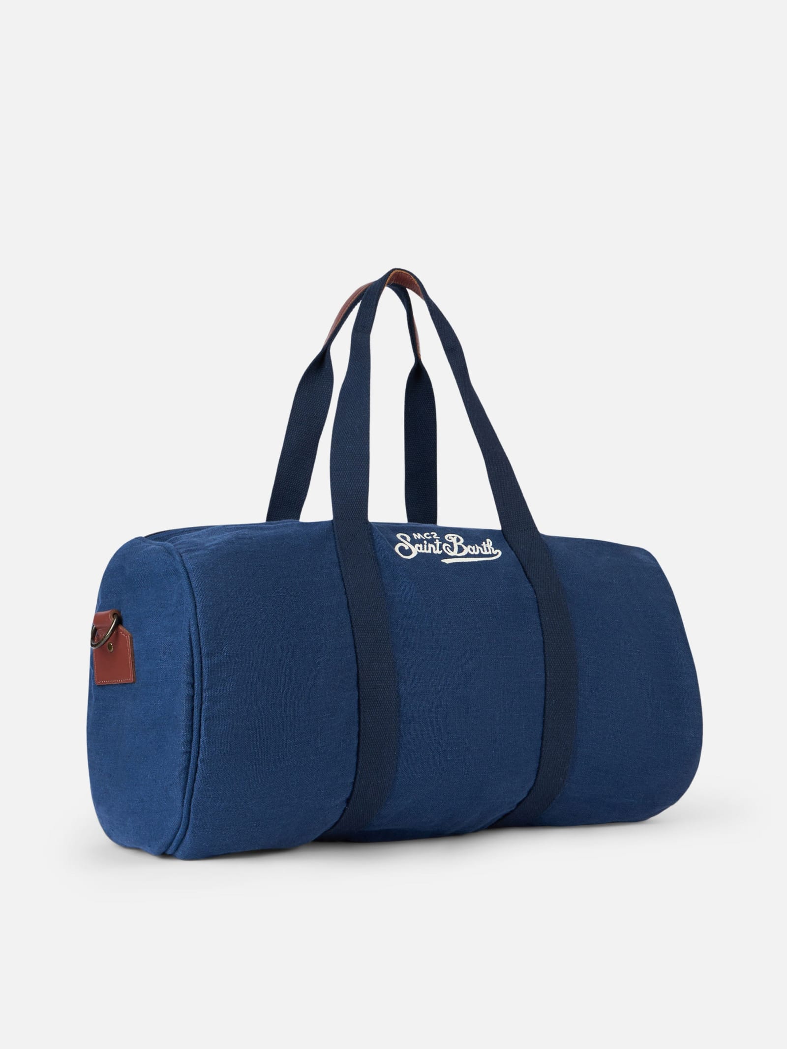 MC2 SAINT BARTH BLUE LINEN TRAVEL DUFFLE BAG JETLEG