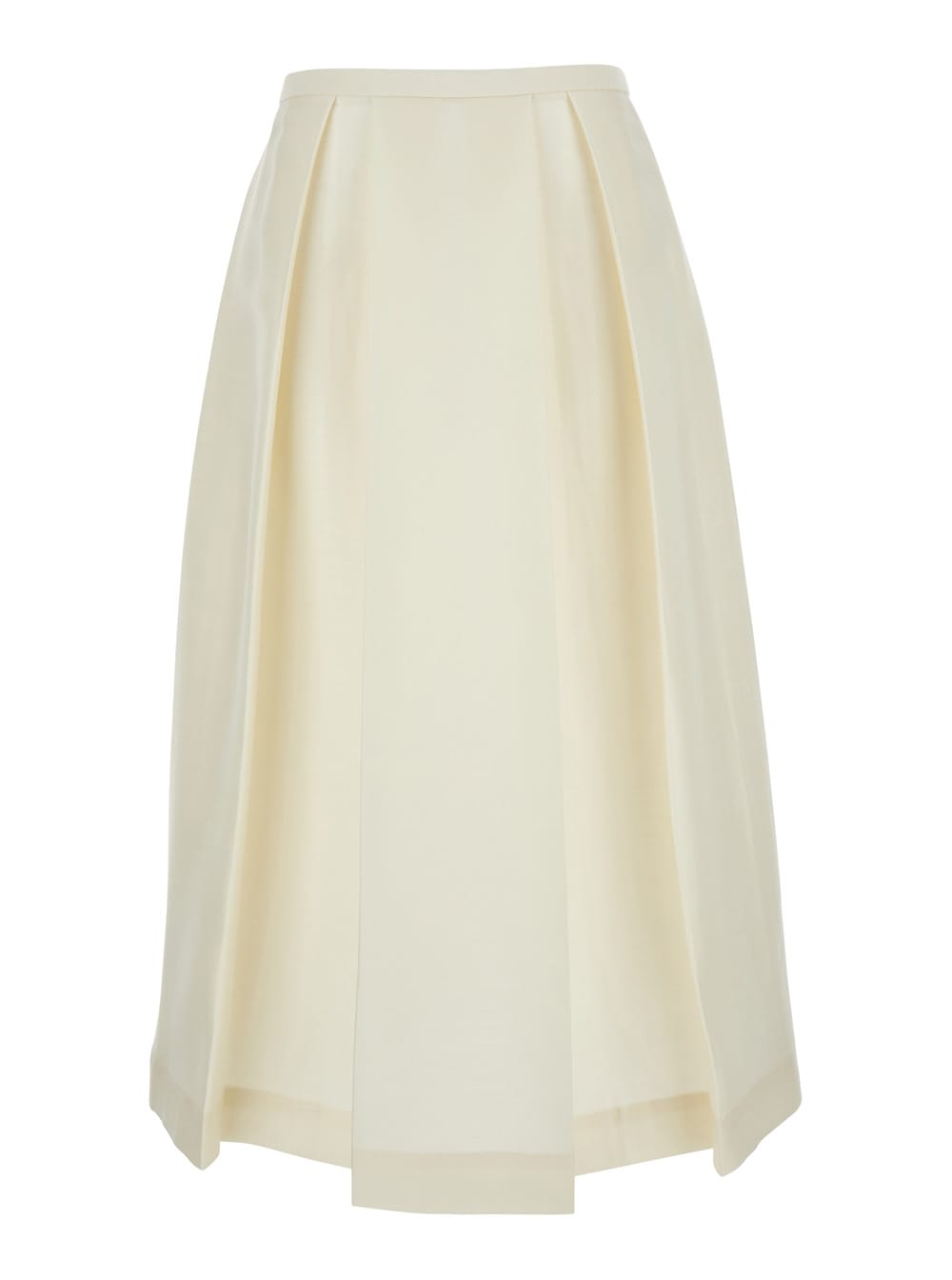 TOTÊME WHITE SKIRT WITH CANNON PLEATS IN WOOL AND SILK BLEND WOMAN