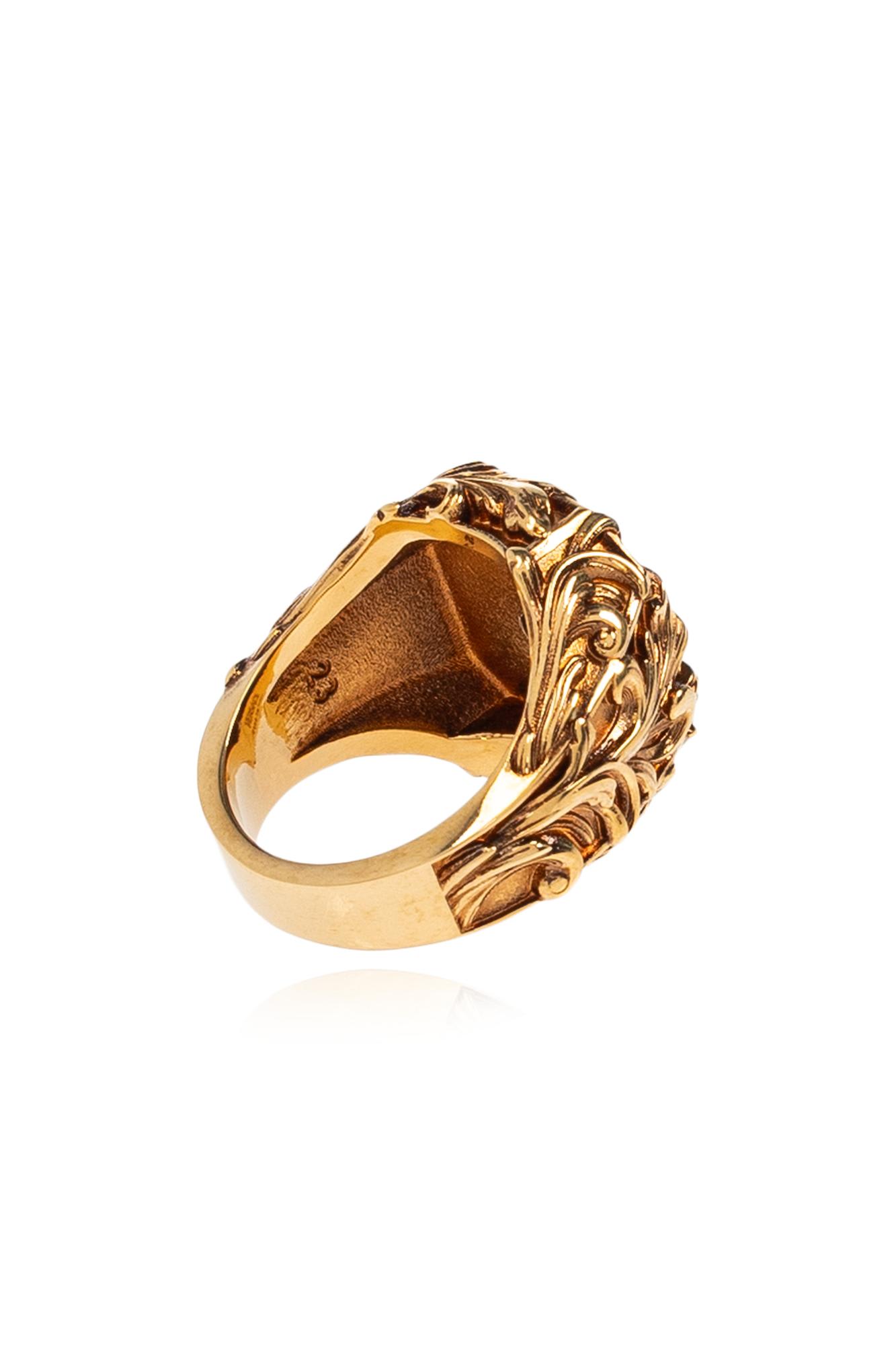 Shop Versace Ring With Medusa Head Motif In Gold