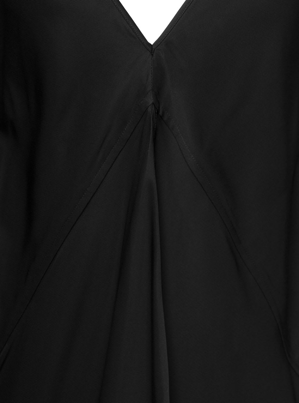 Jil Sander Black Calf Lenght V-neck Slip Dress, With Full Skirt And Diagonal Cut, In Viscose Woman In Black