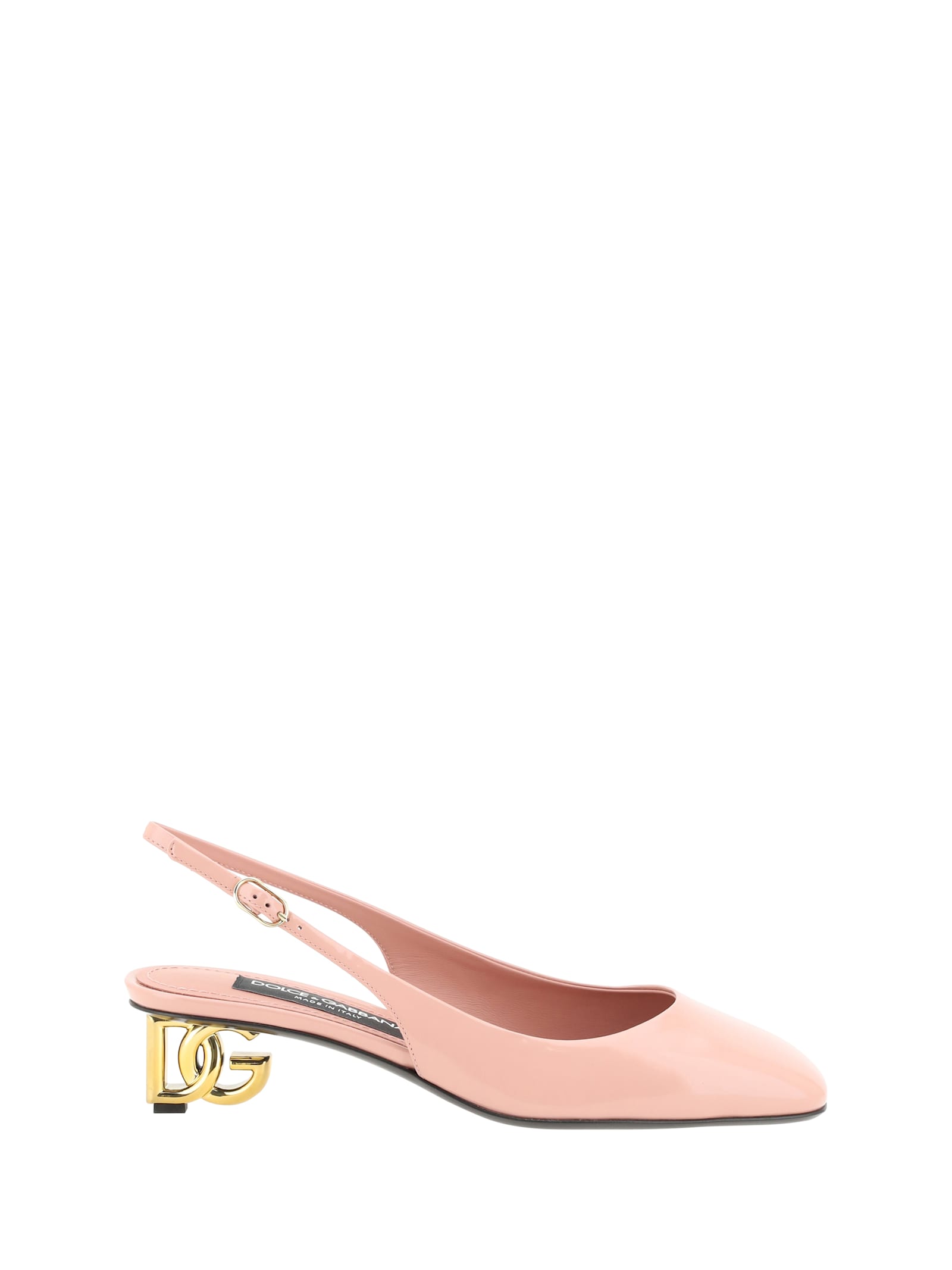 Dolce & Gabbana Pink Décolleté With Dg Logo On The Heel In Shiny Leather Woman In Rosa