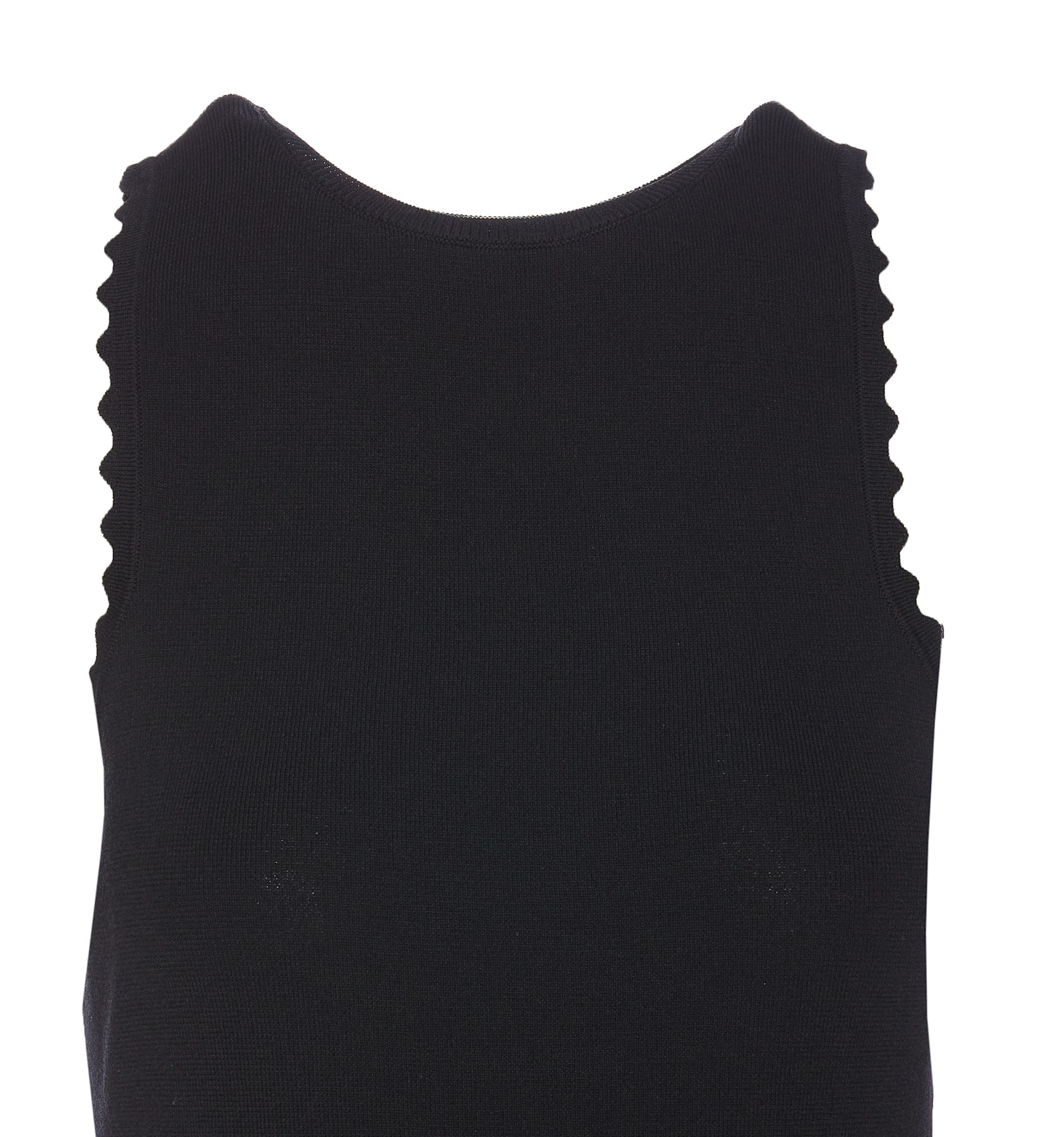 Twinset Twin-set Sleeveless Black Top With Scalloped Edges And Cut-out Hem In Black