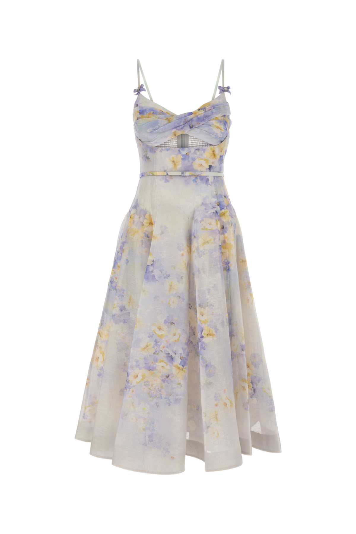 ZIMMERMANN PRINTED LINEN BLEND CRUSH DRESS