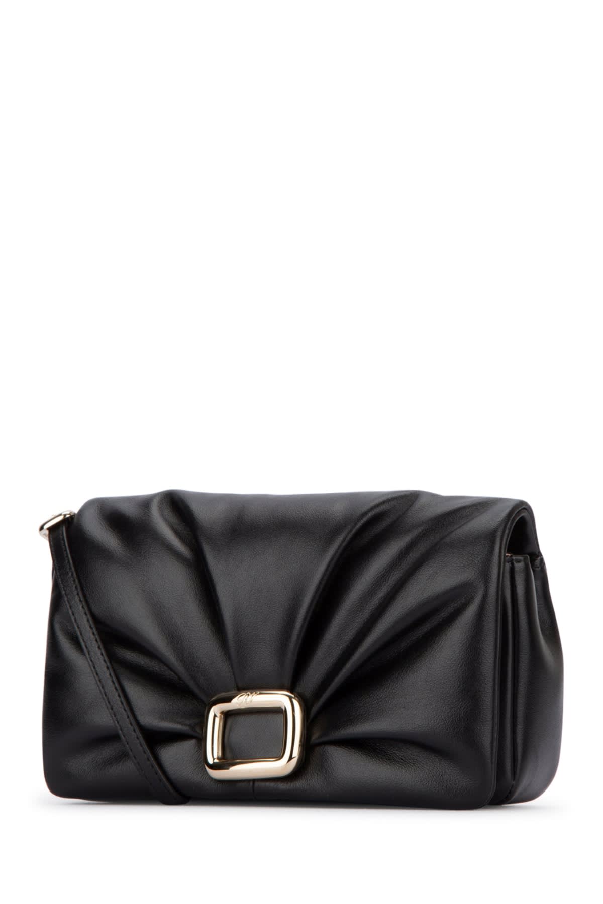 Roger Vivier Viv Choc Me Leather Wallet-on-chain In Nero