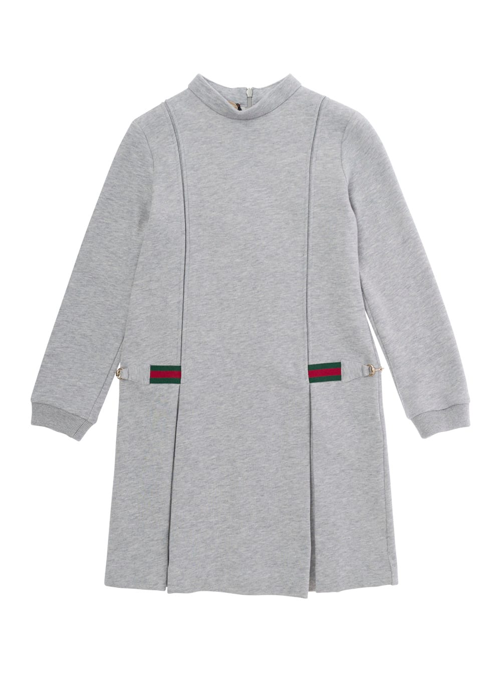 GUCCI GREY DRESS WITH WEB AND HORSEBIT DETAIL IN COTTON GIRL