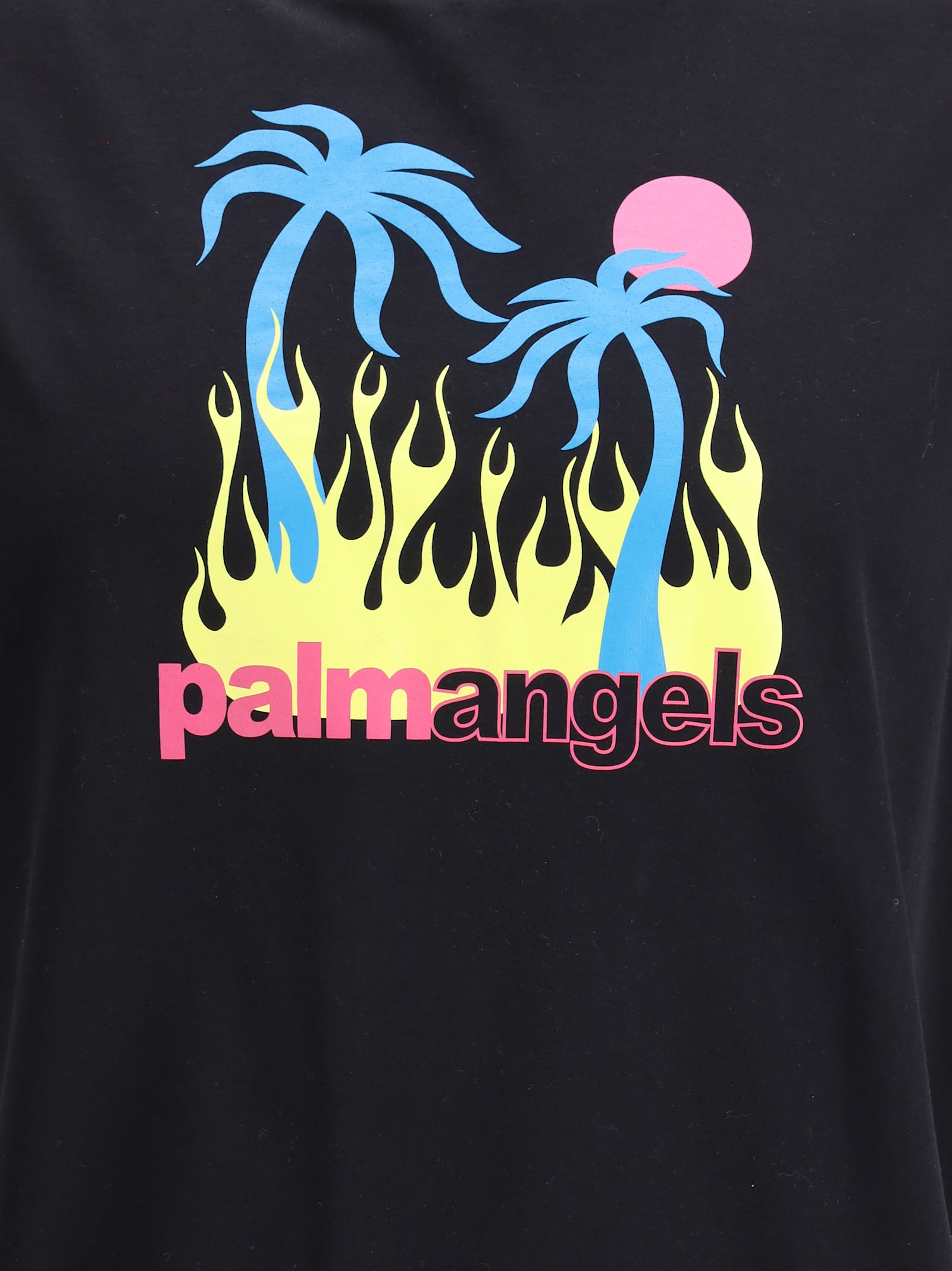 Shop Palm Angels Burning Oasi T-shirt In Black - Multicolor