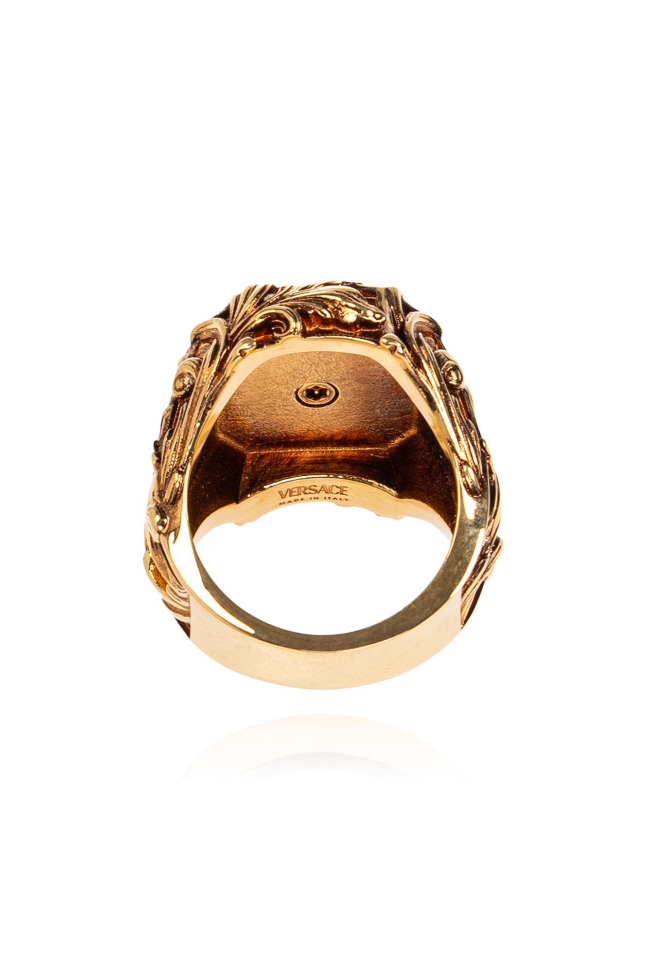Shop Versace Ring With Medusa Head Motif In Gold