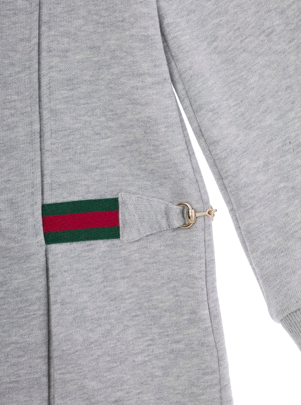 GUCCI GREY DRESS WITH WEB AND HORSEBIT DETAIL IN COTTON GIRL