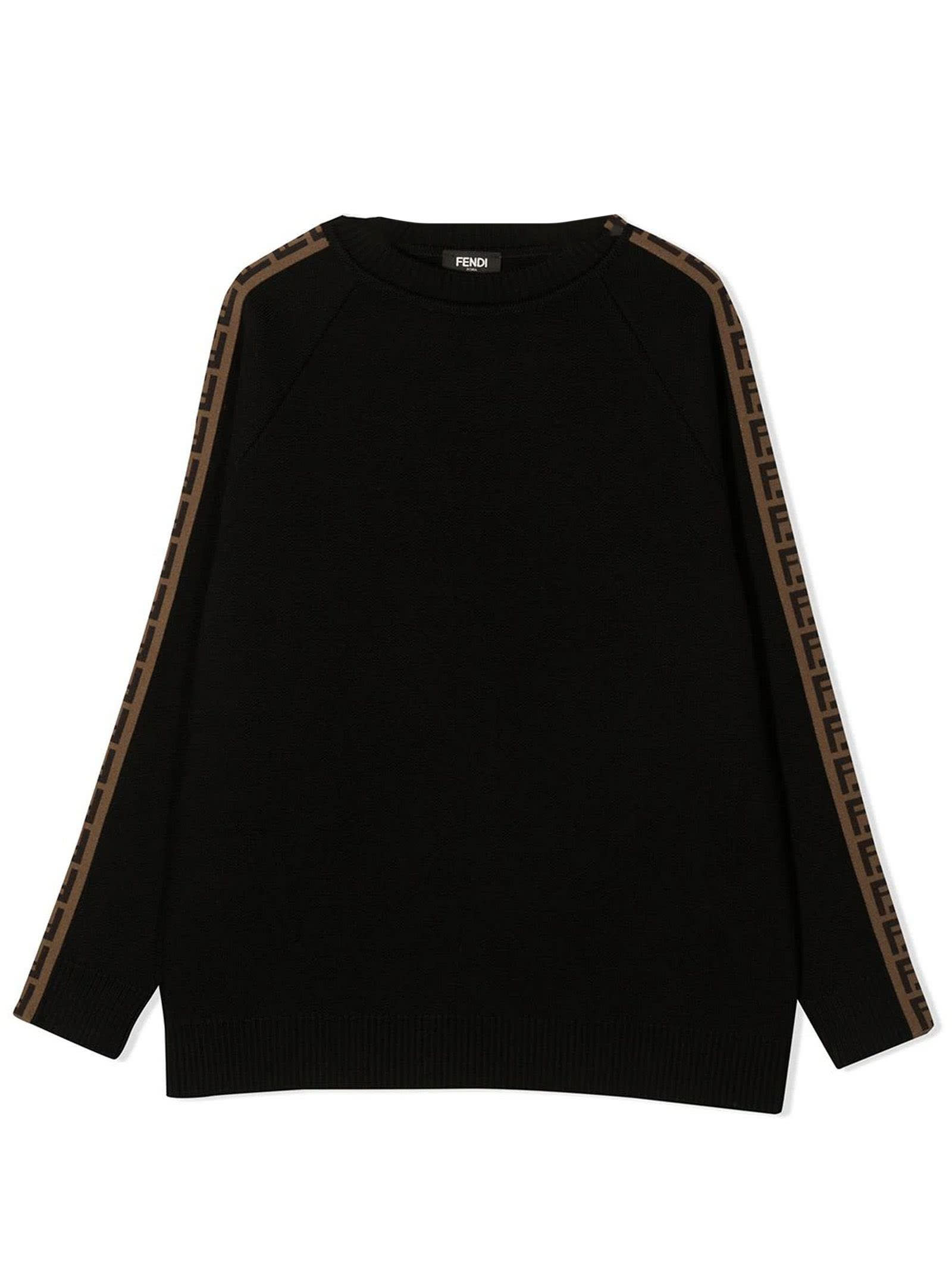 FENDI BLACK VIRGIN WOOL SWEATSHIRT,JUG003A8L9K F0QA1