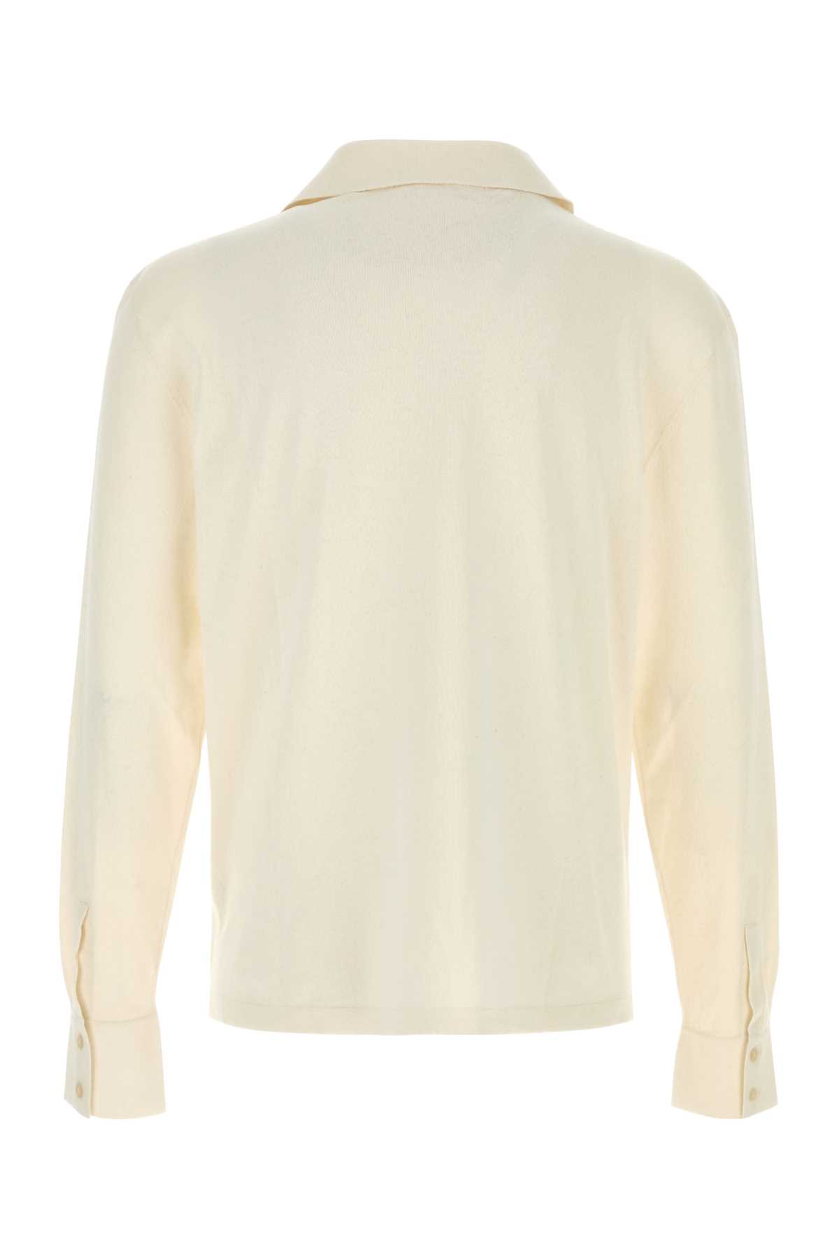 THE ROW IVORY SILK STAFFORD POLO SHIRT