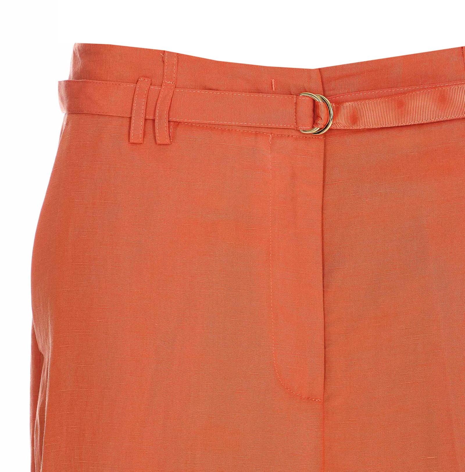 Liu •jo Liu Jo Linen Blend Bermuda Shorts With Waist Belt In Orange
