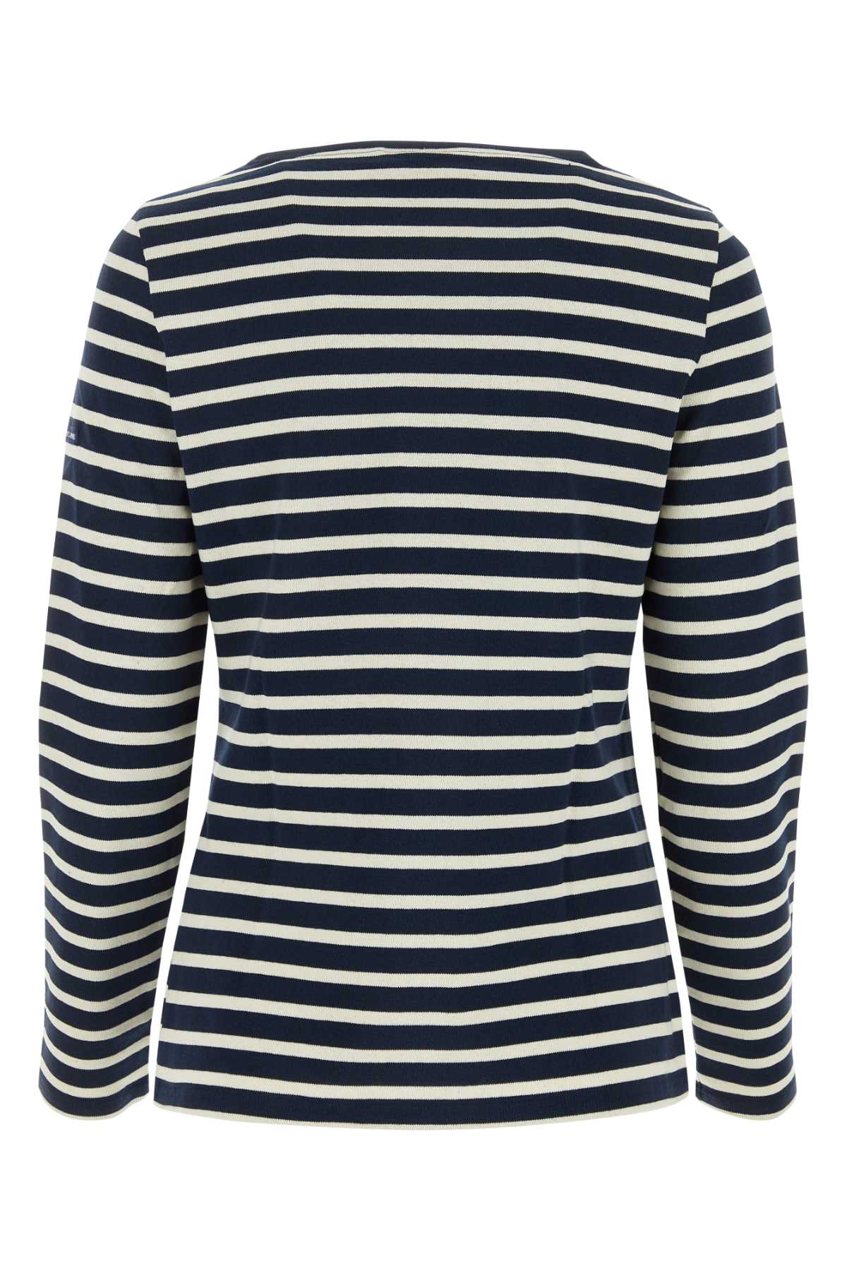 Saint James Embroidered Cotton Meridame T-shirt In Marineecru