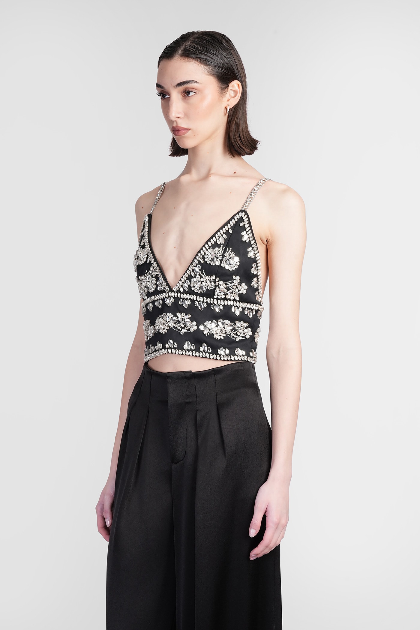 Alice And Olivia Carli Topwear In Black Polyester In Black