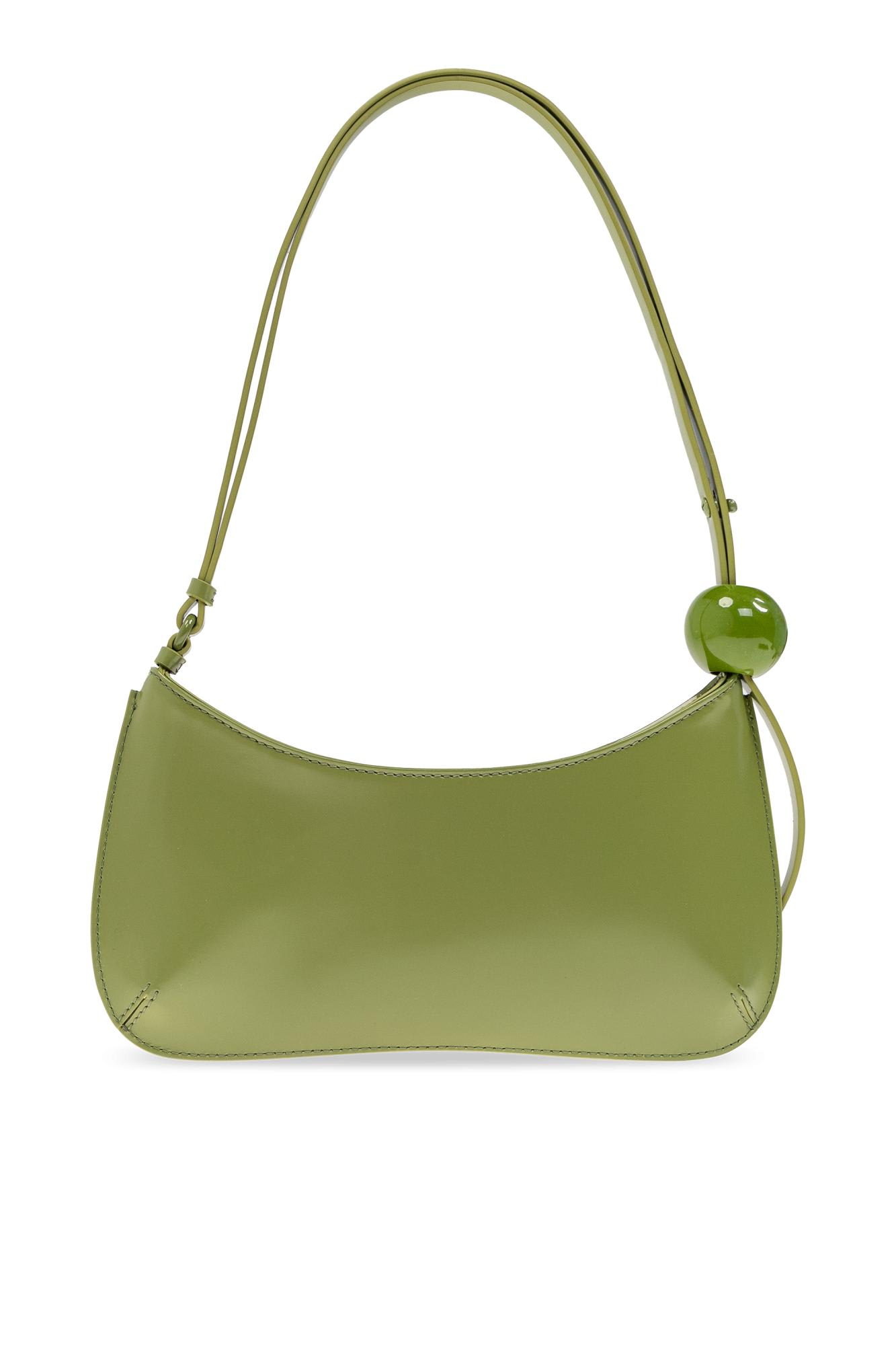 Jacquemus Le Bisou Perle Embellished Leather Shoulder Bag In Green