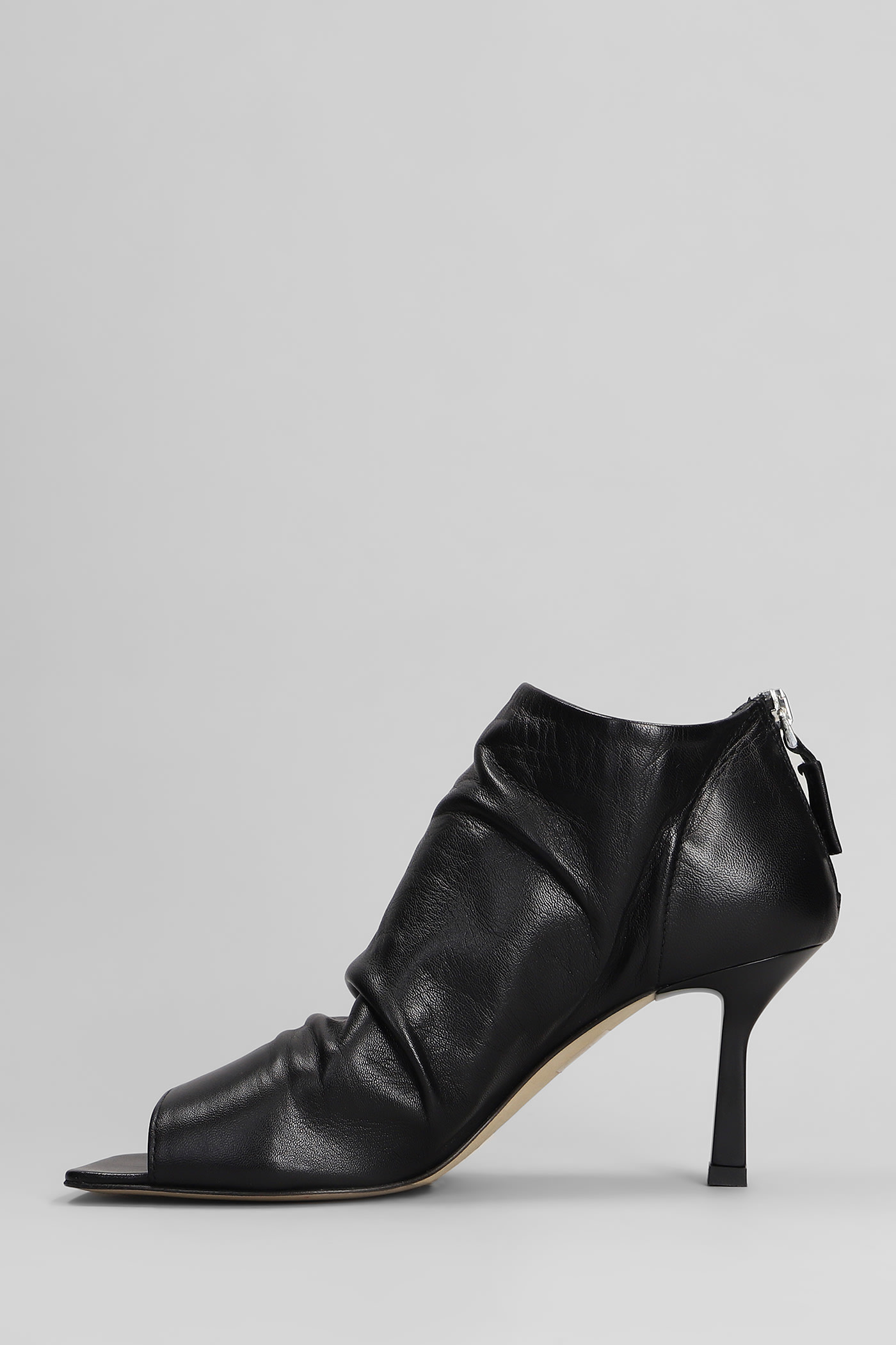 THE SELLER HIGH HEELS ANKLE BOOTS IN BLACK LEATHER