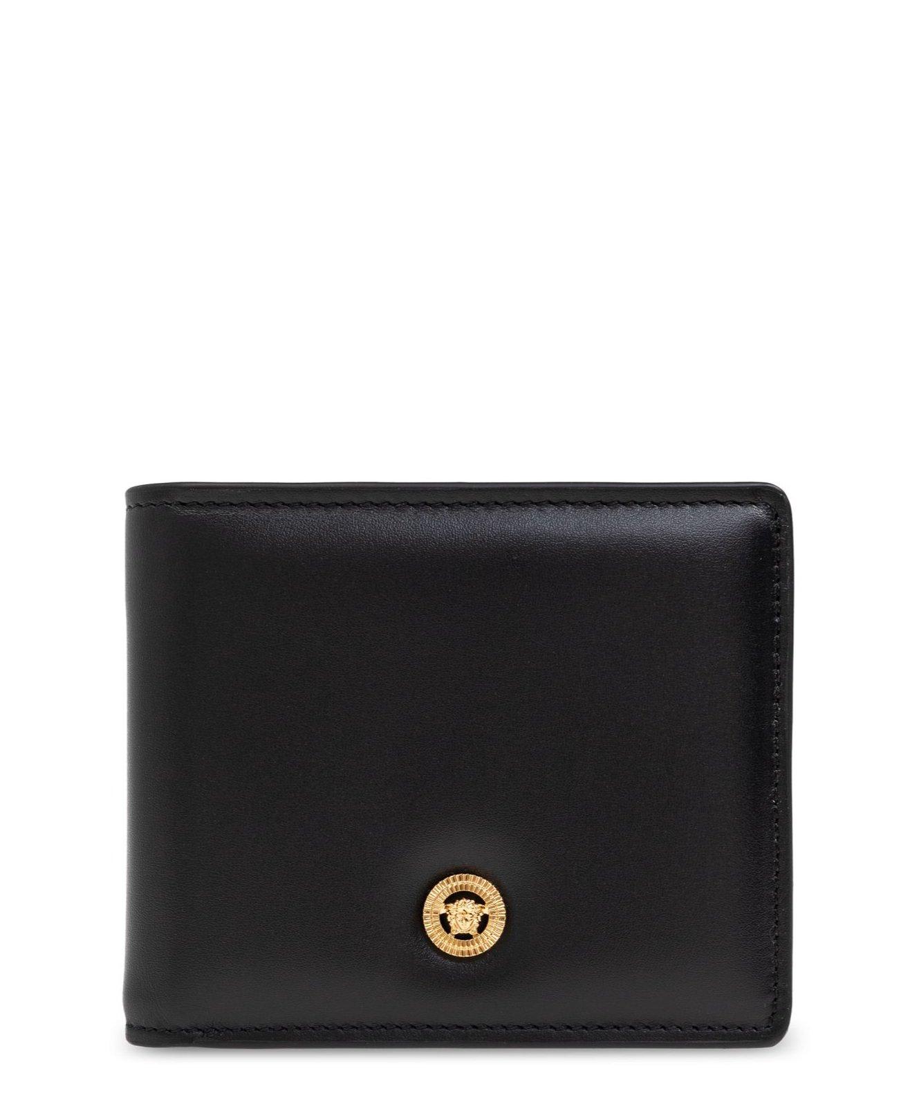 Shop Versace Medusa-plaque Bi-fold Wallet In Black