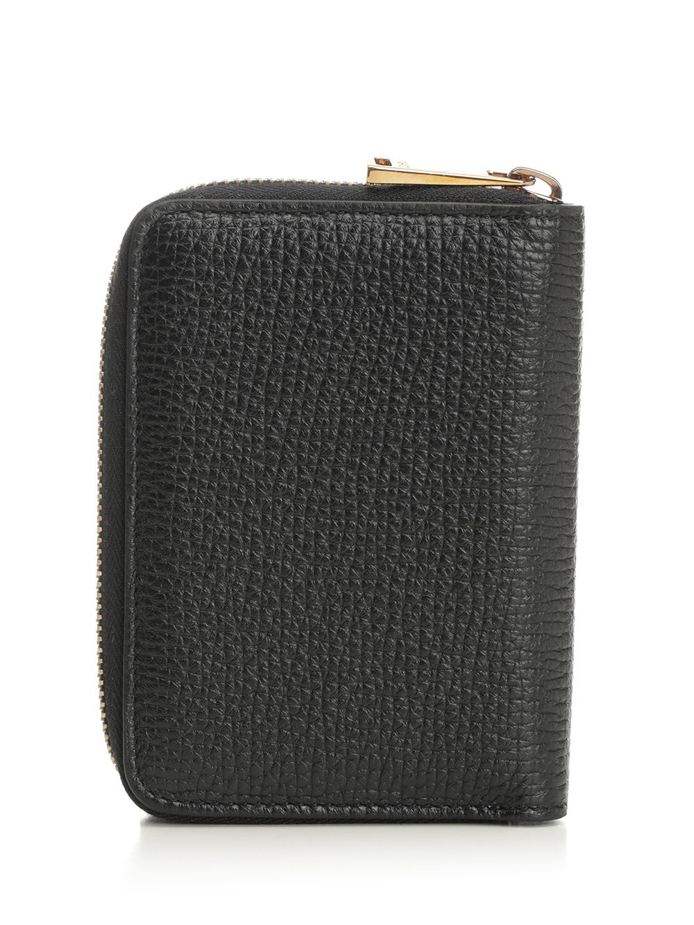 Shop Versace Zip Around Leather Wallet In Black