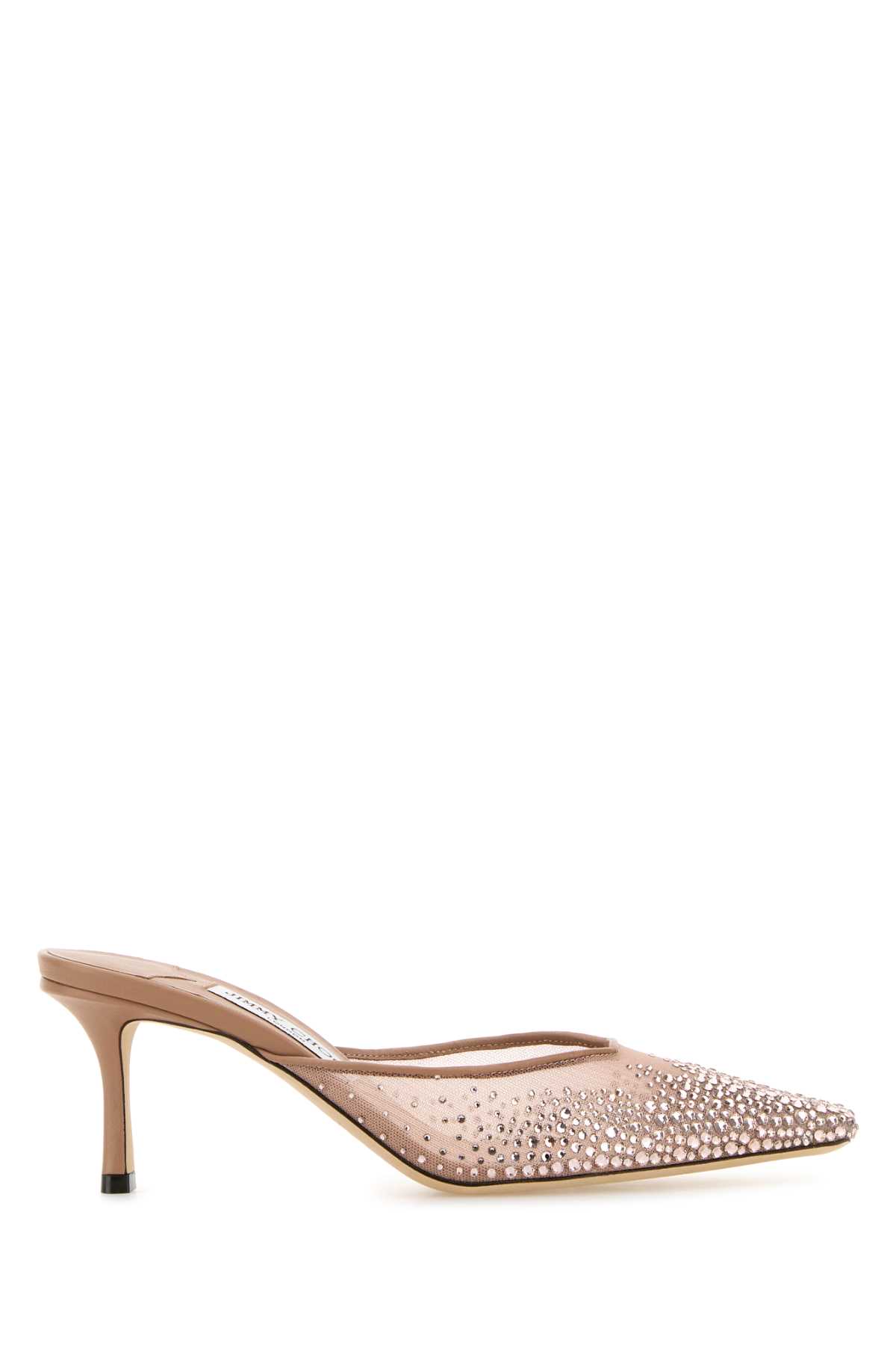 Shop Jimmy Choo Skin Pink Mesh Vivi 65 Mules In Balletpinkballetpink
