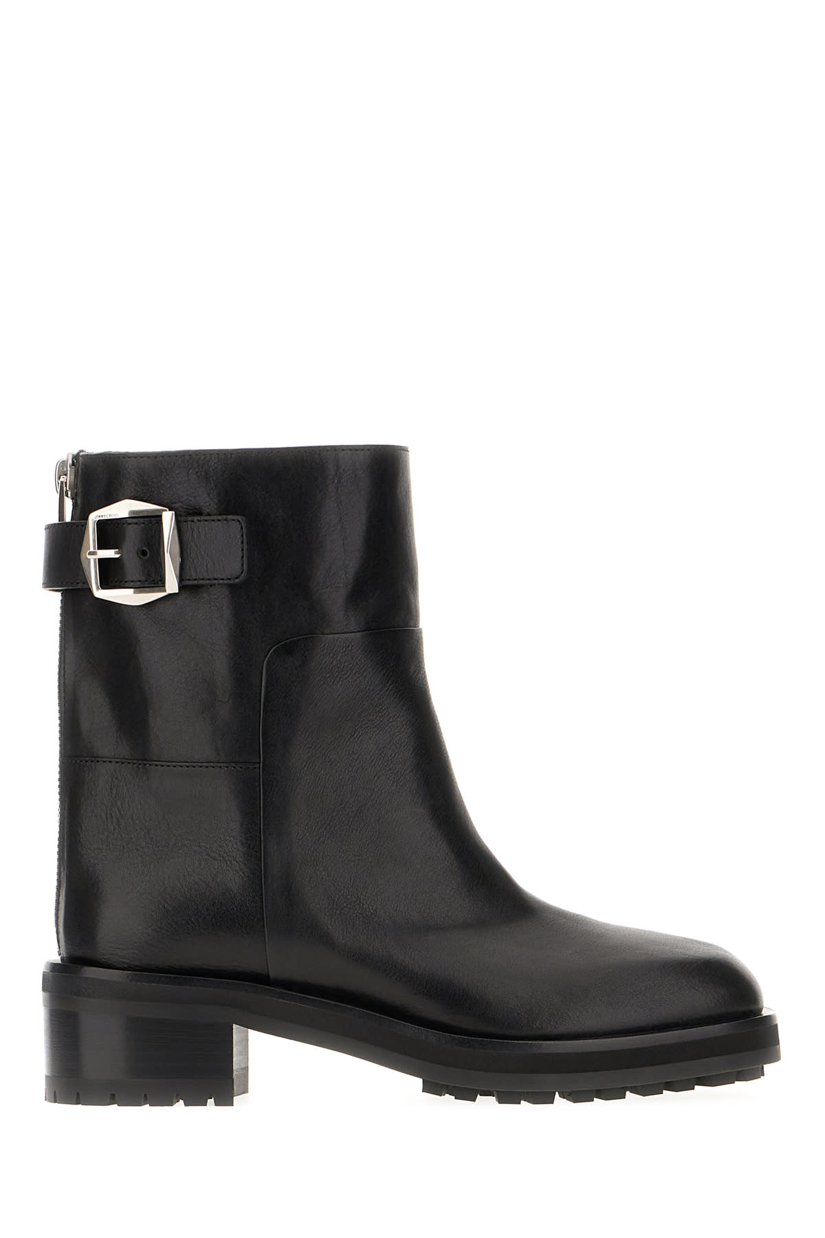 Jimmy Choo Women Brooklyn Ab 50 Leather Boots With Adjustable Strap In Black