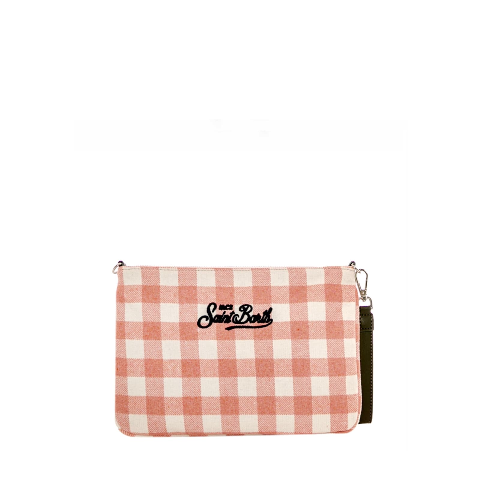 MC2 SAINT BARTH PARISIENNE PINK GINGHAM WOOLY CROSS-BODY POUCH BAG
