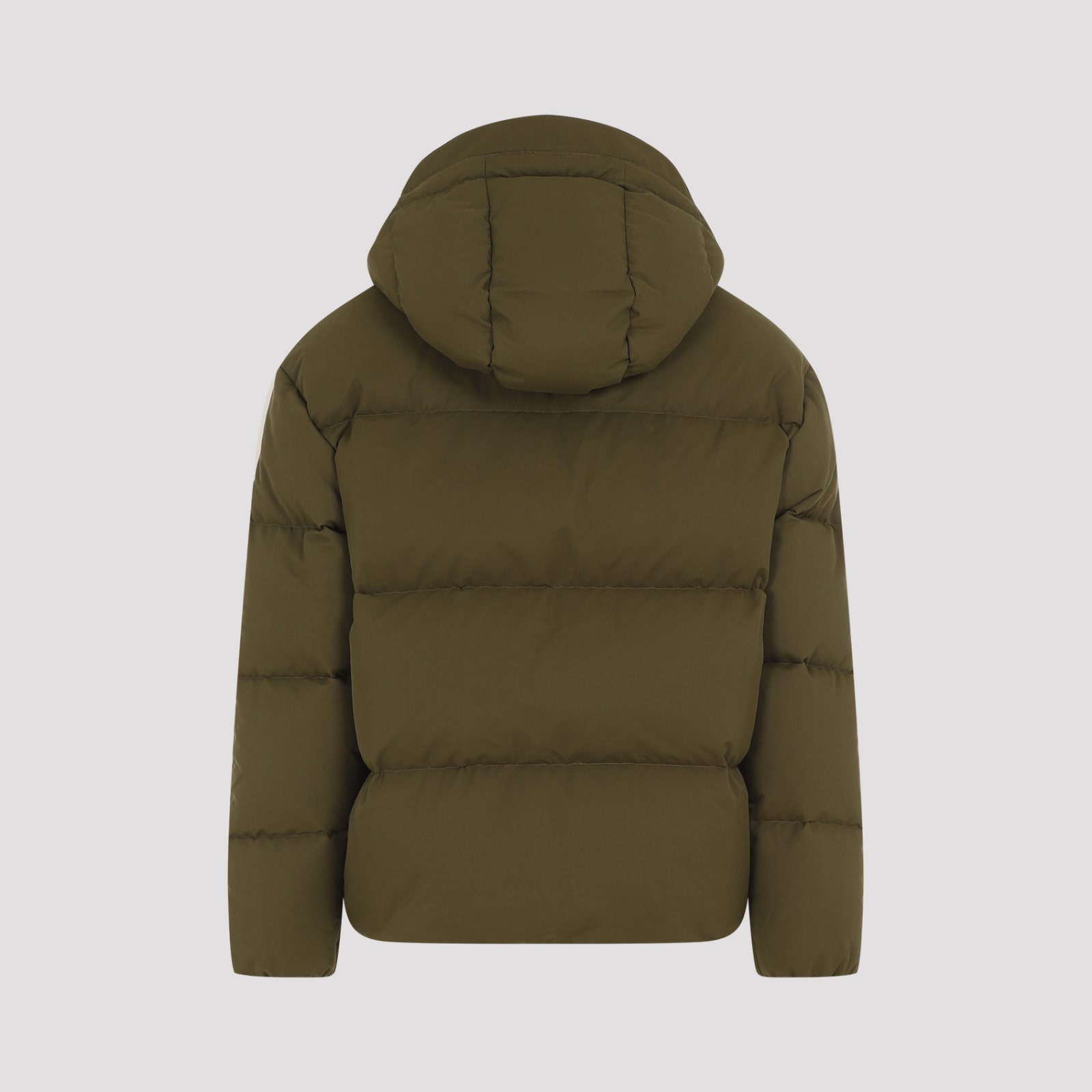 Shop Palm Angels Hooded Down Jacket In Green