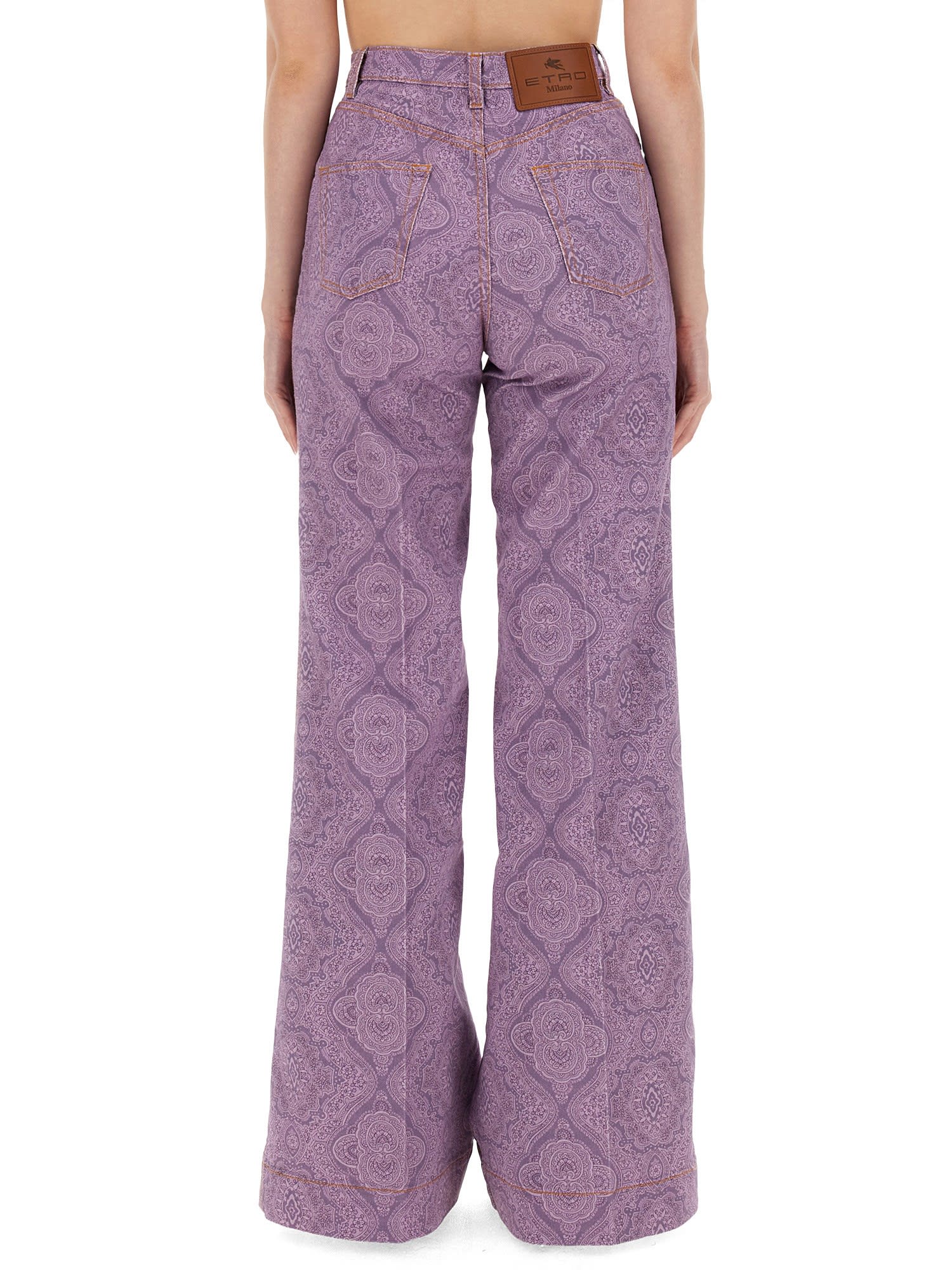 Shop Etro Flare Fit Jeans In Purple