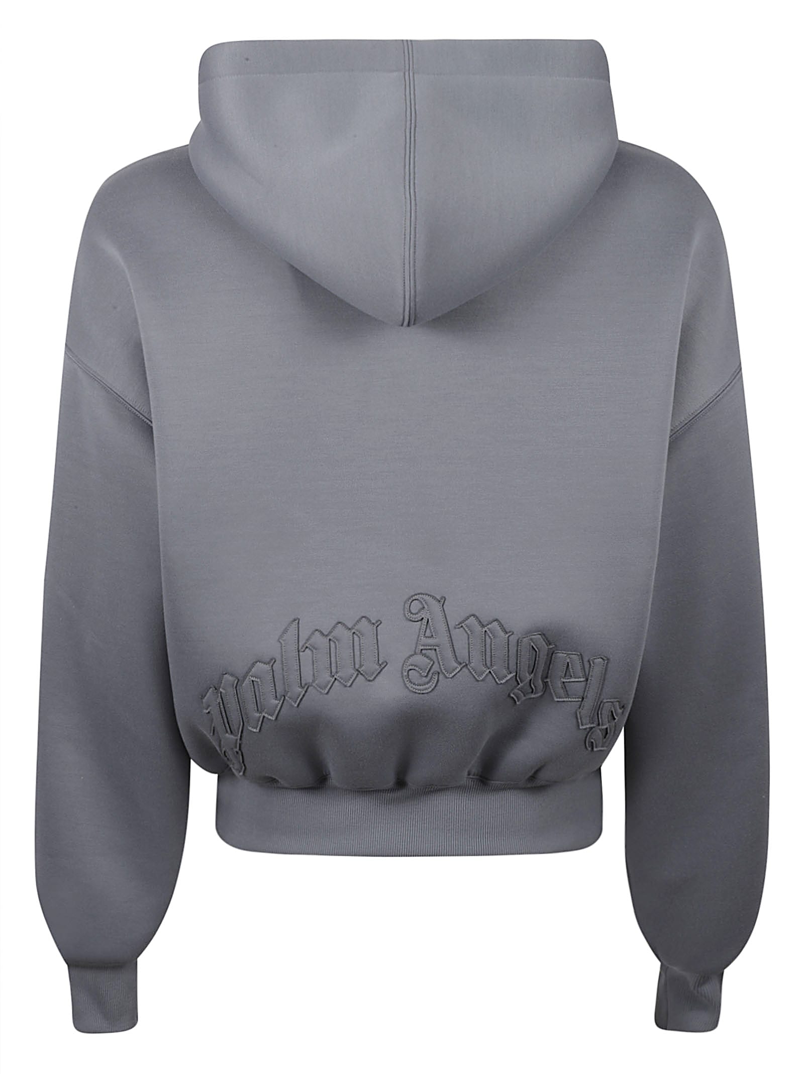 PALM ANGELS CURVED LOGO ZIPPED HOODIE