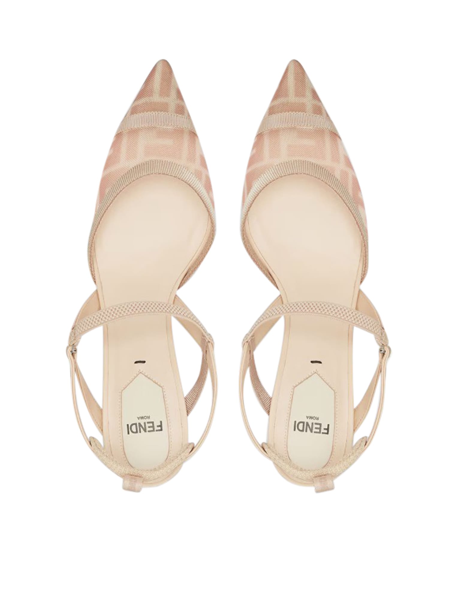 Fendi Lite Slingback With Pointed Toe And Mesh Panels In Pink
