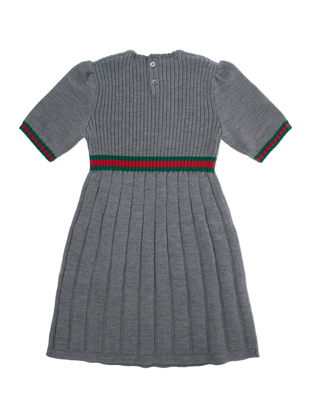 Gucci Grey Wool Dress With Web Ribbon In Grey