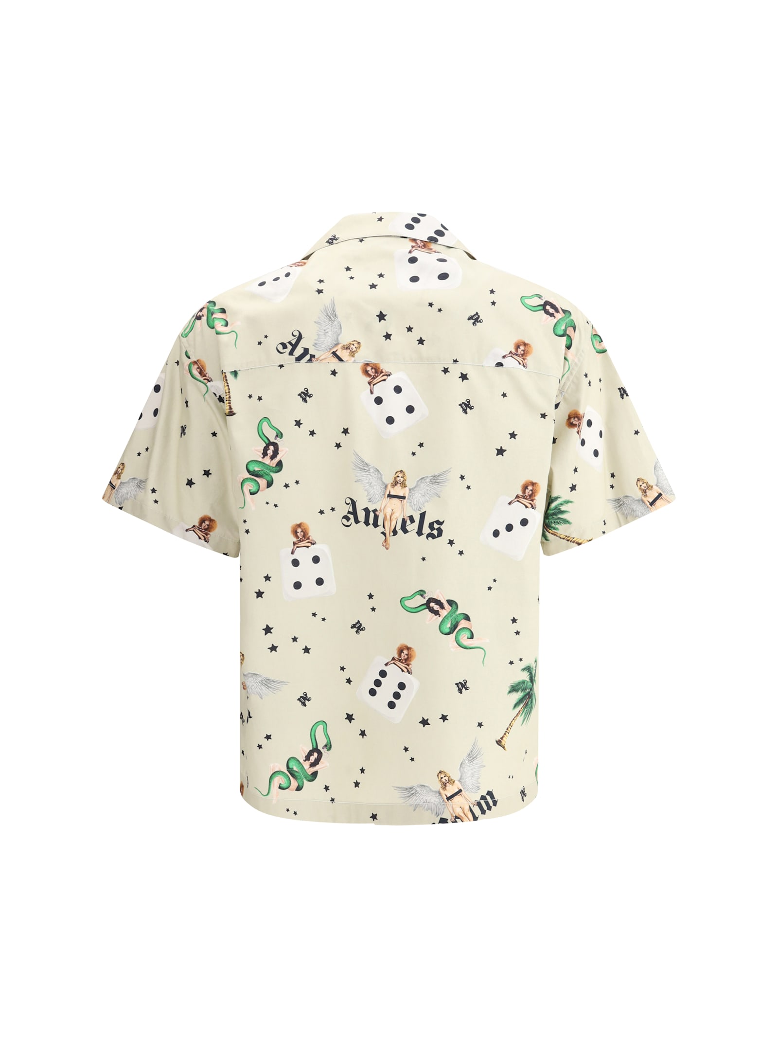 Shop Palm Angels Pin Up Bowling Shirt In Ivory - Multicolor