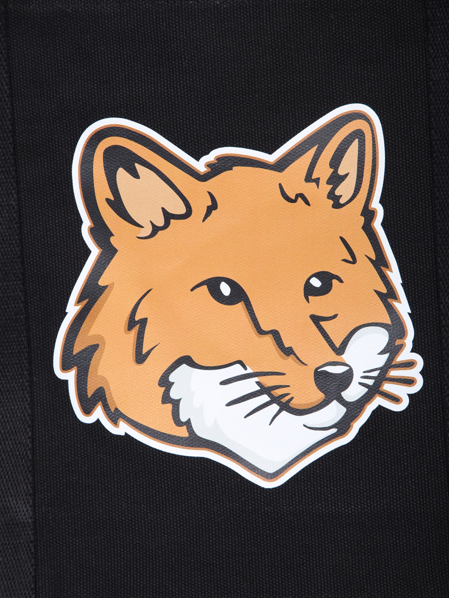 MAISON KITSUNÉ FOX HEAD BLACK TOTE BAG