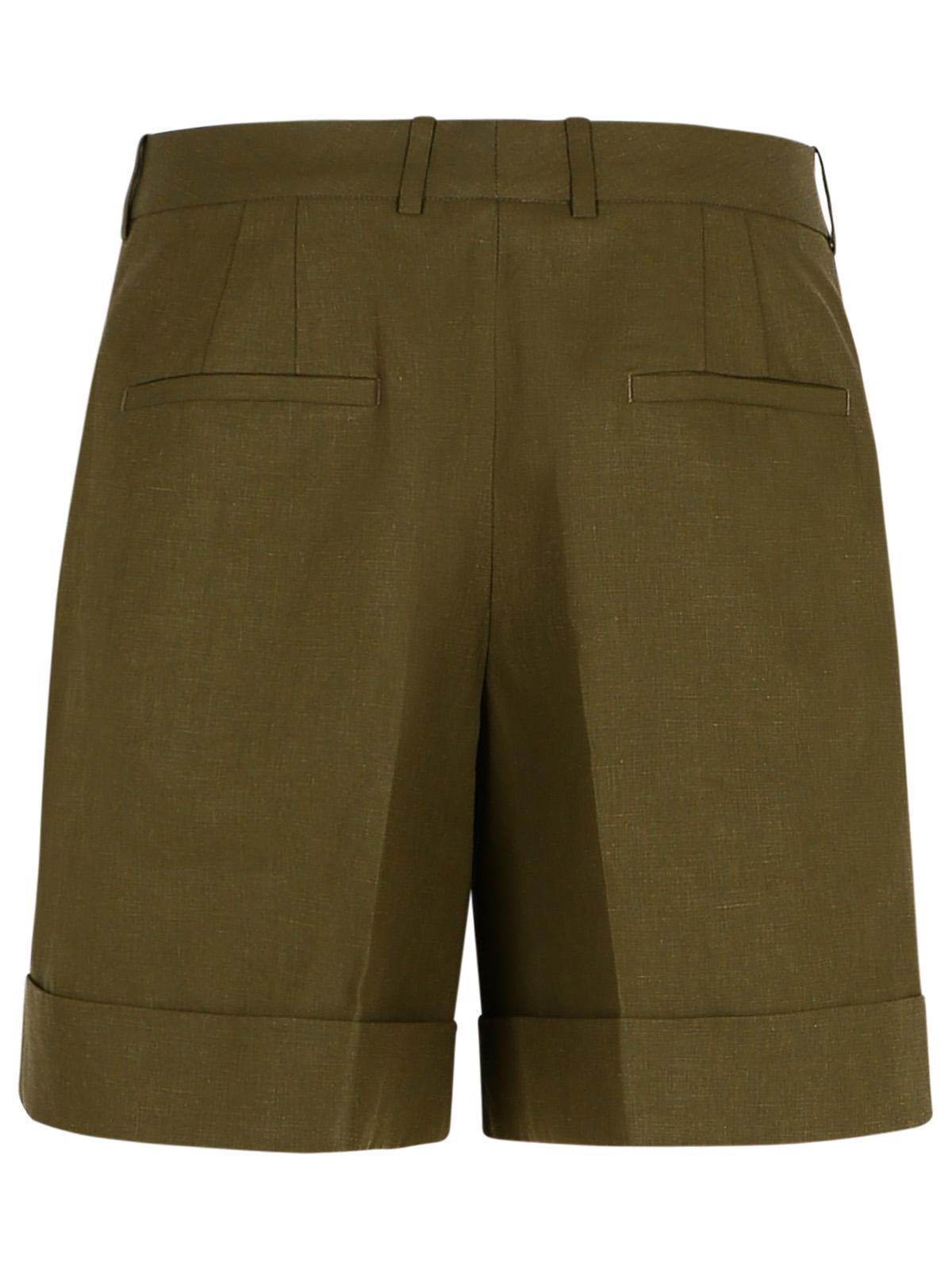 JIL SANDER GREEN LINEN SHORTS