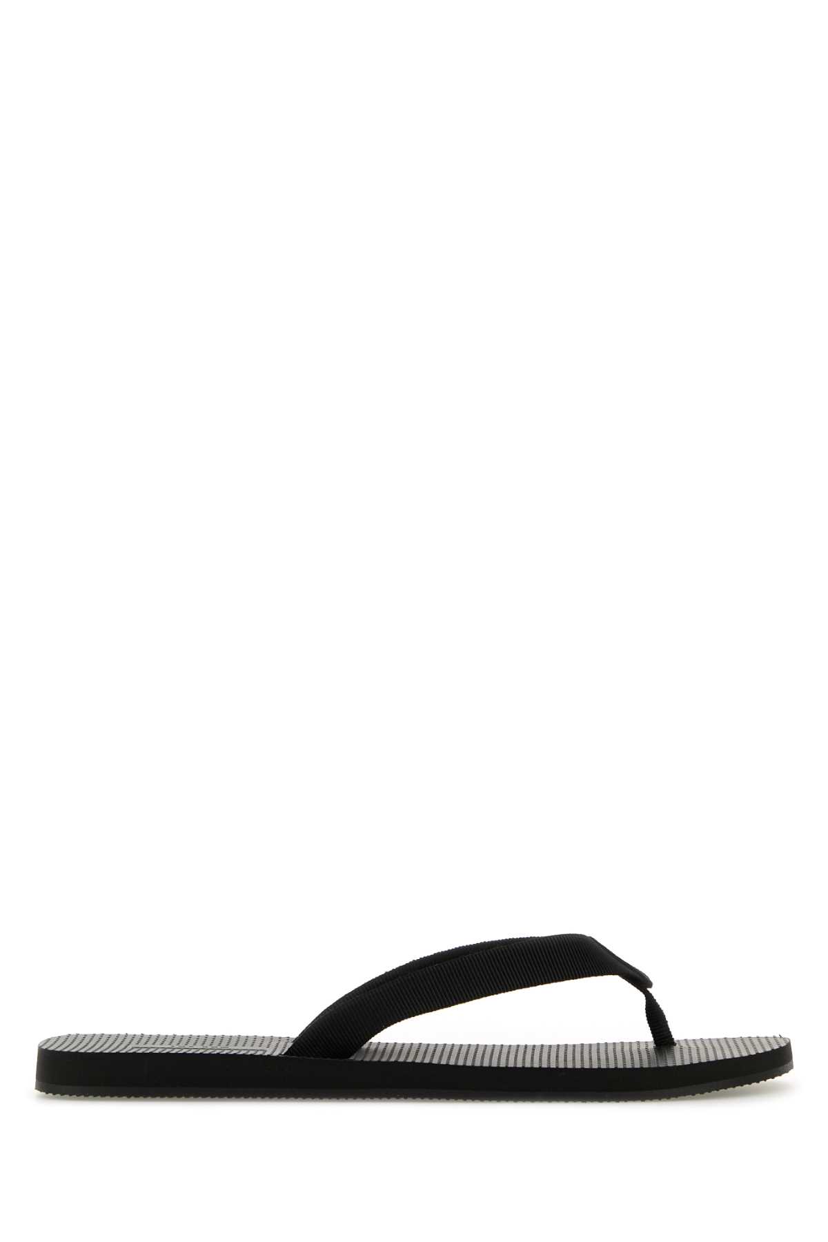 Shop The Row Black Fabric Dune Thong Slippers