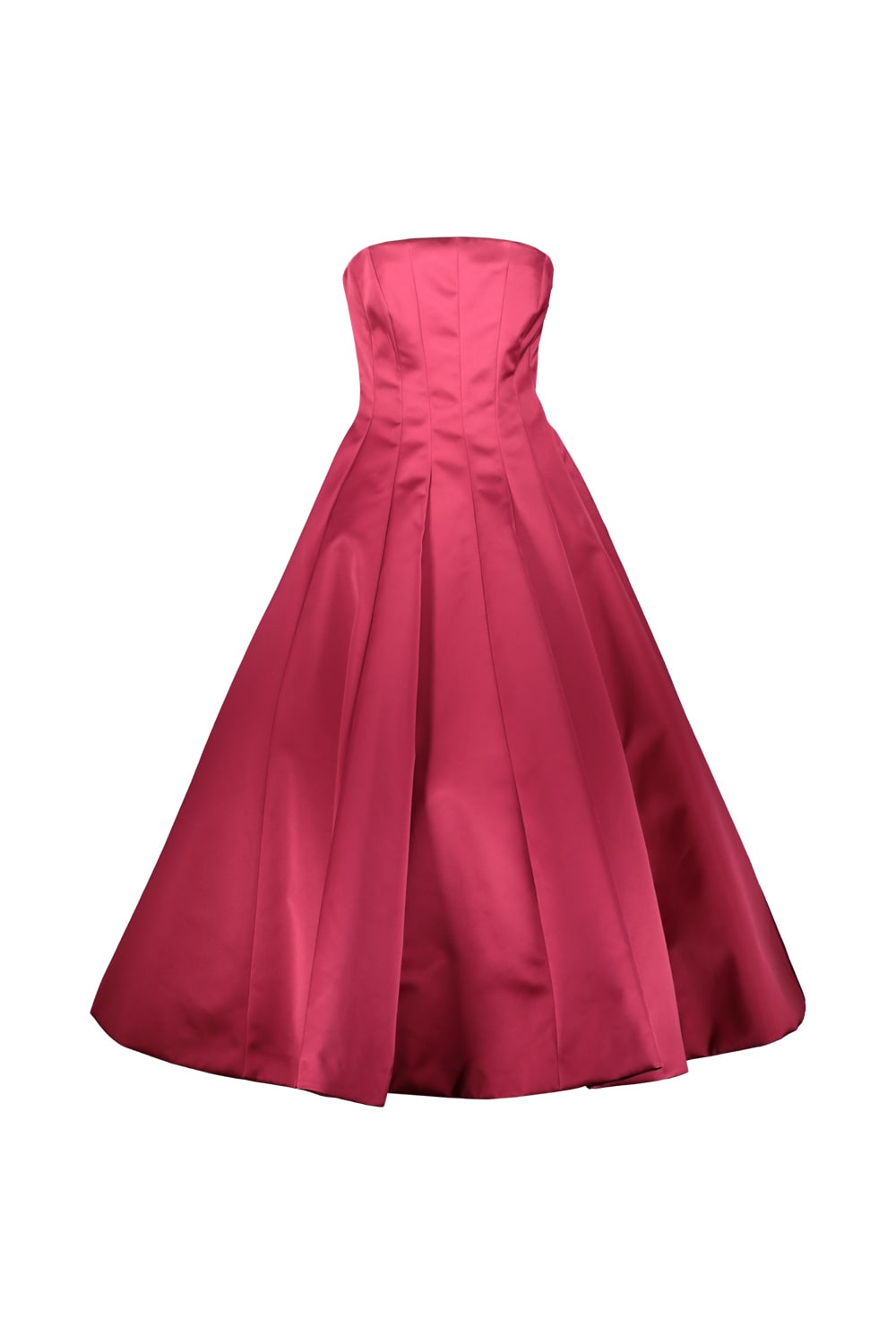 Rochas Bustier Midi Dress In Duchesse In Xbright Pink