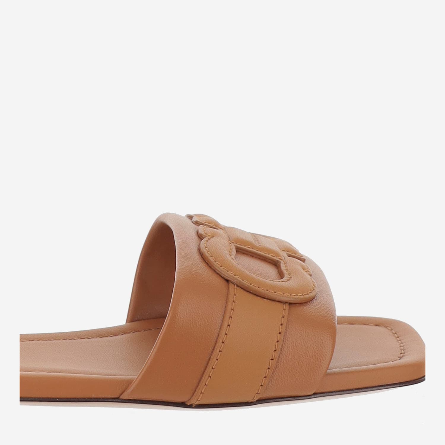 Shop Ferragamo Leather Flat Sandals With Logo In Brown