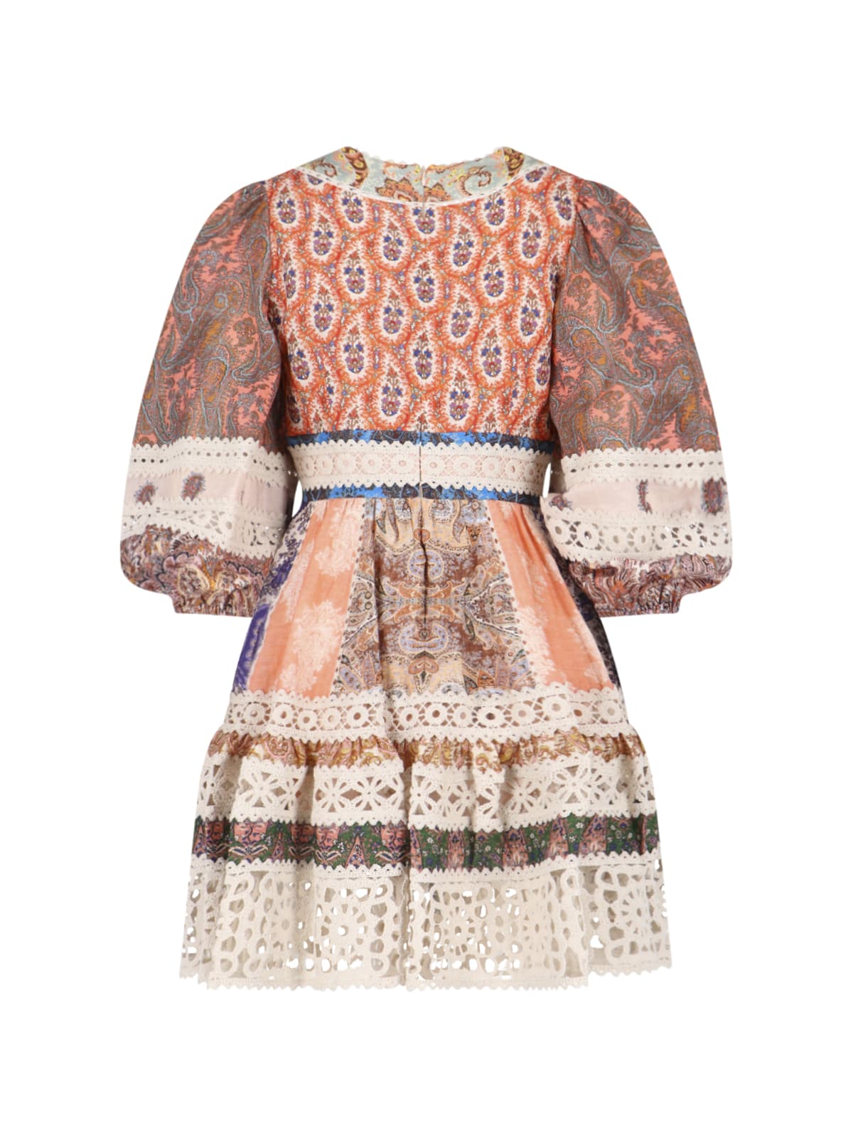 ZIMMERMANN DEVI SPLICED BILLOW LINEN MINI DRESS