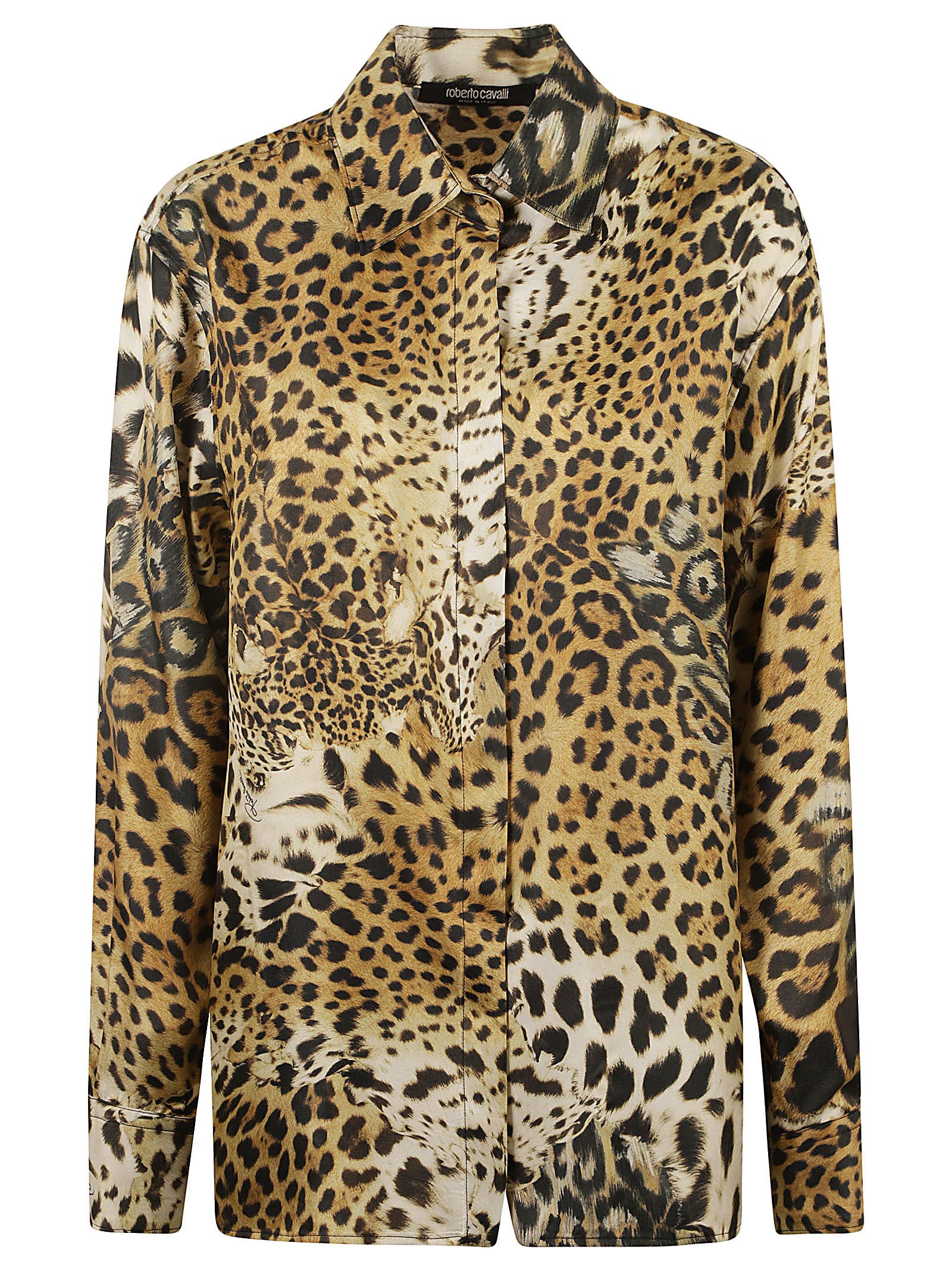 Roberto Cavalli Animalier Print Shirt In Natural