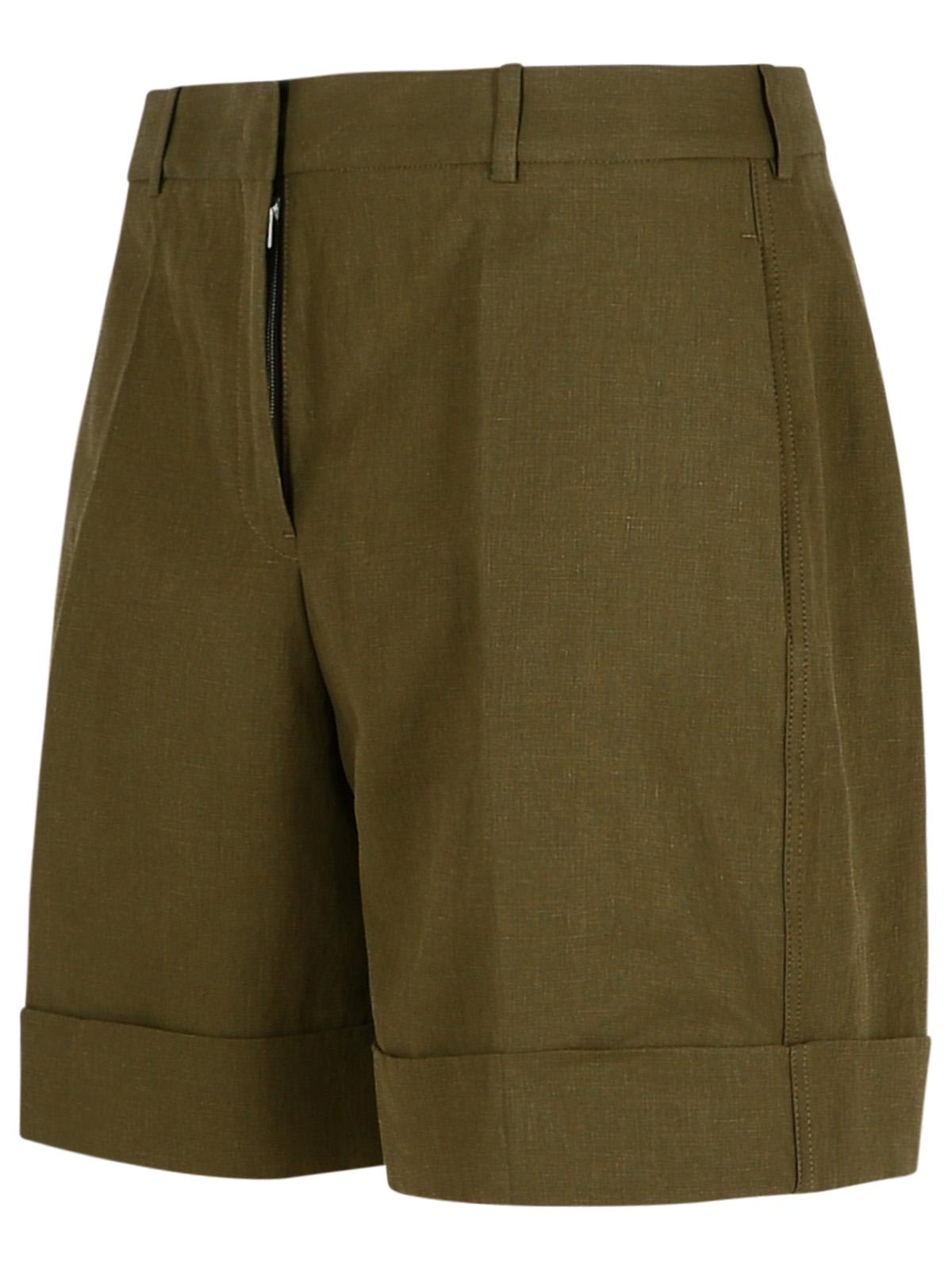 JIL SANDER GREEN LINEN SHORTS