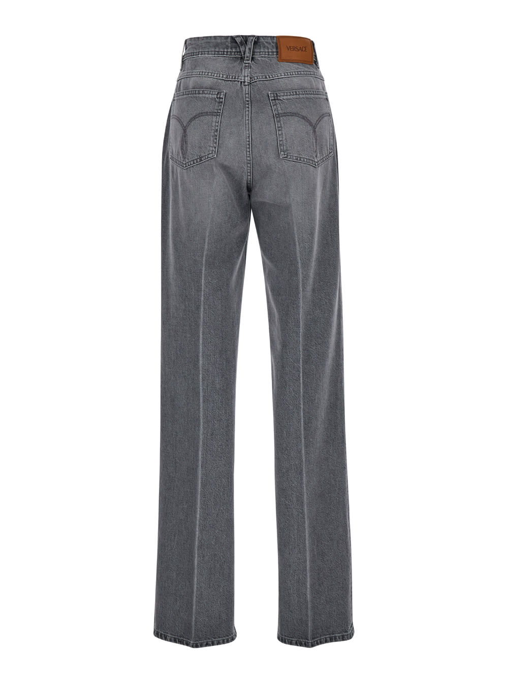 Versace Grey Five-pocket Straight Jeans In Cotton Denim Woman In 1d280