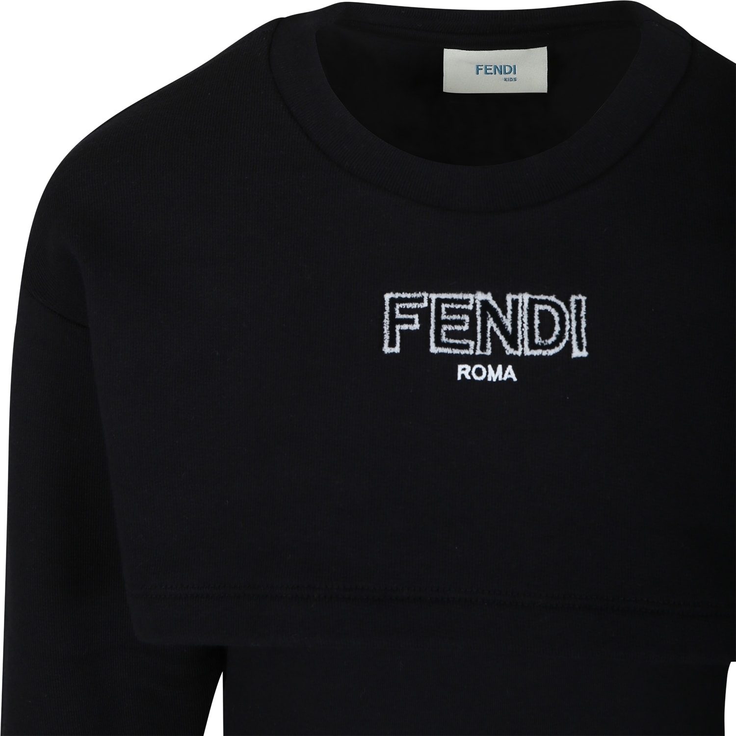 FENDI BLACK DRESS FOR GIRL WITH FENDI LOGO